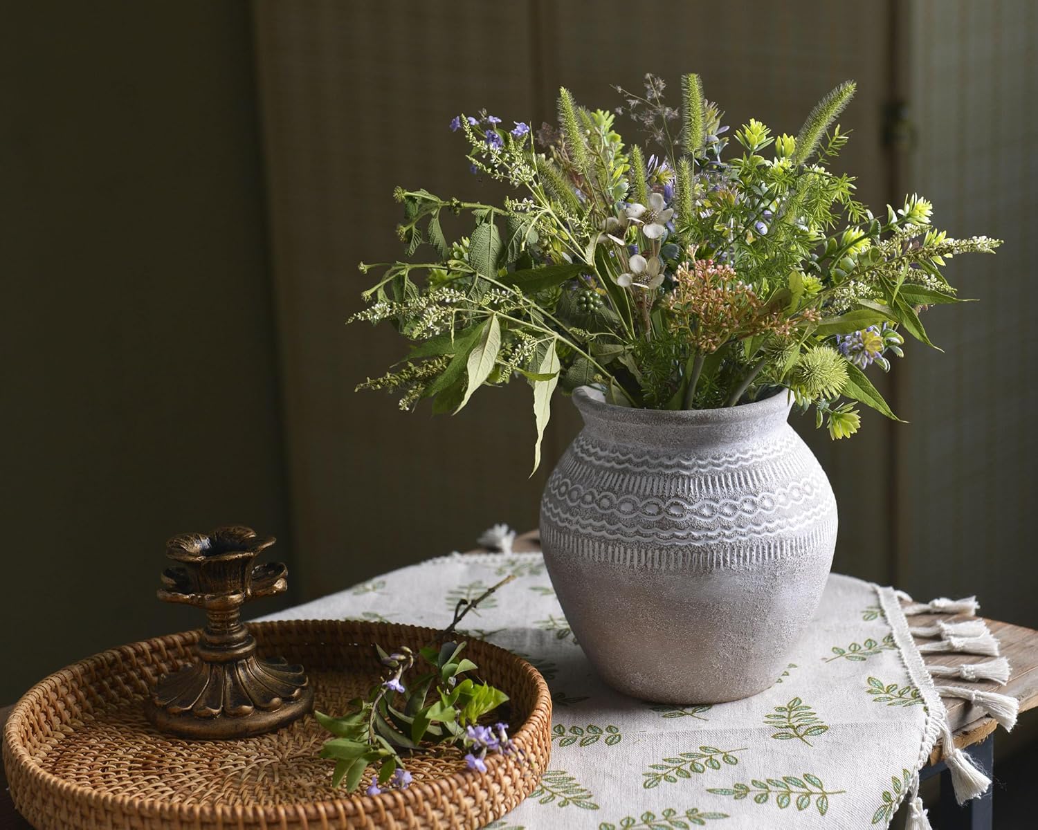 Ceramic Rustic Farmhouse Vase / Gray