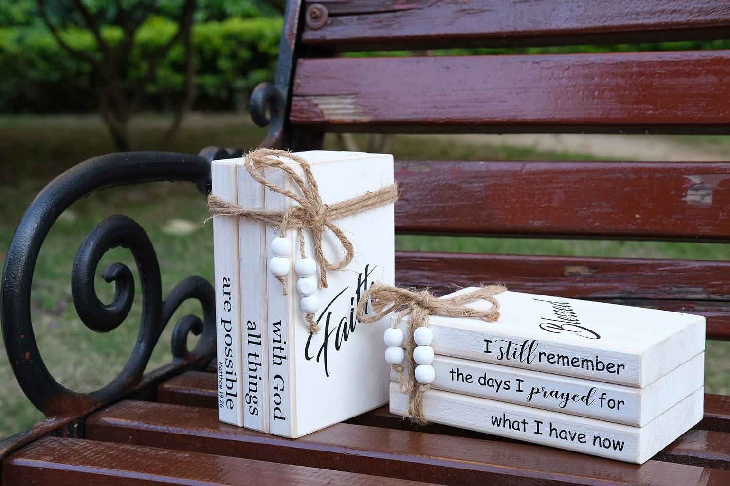 Wooden Decorative Books Stack / Prayed