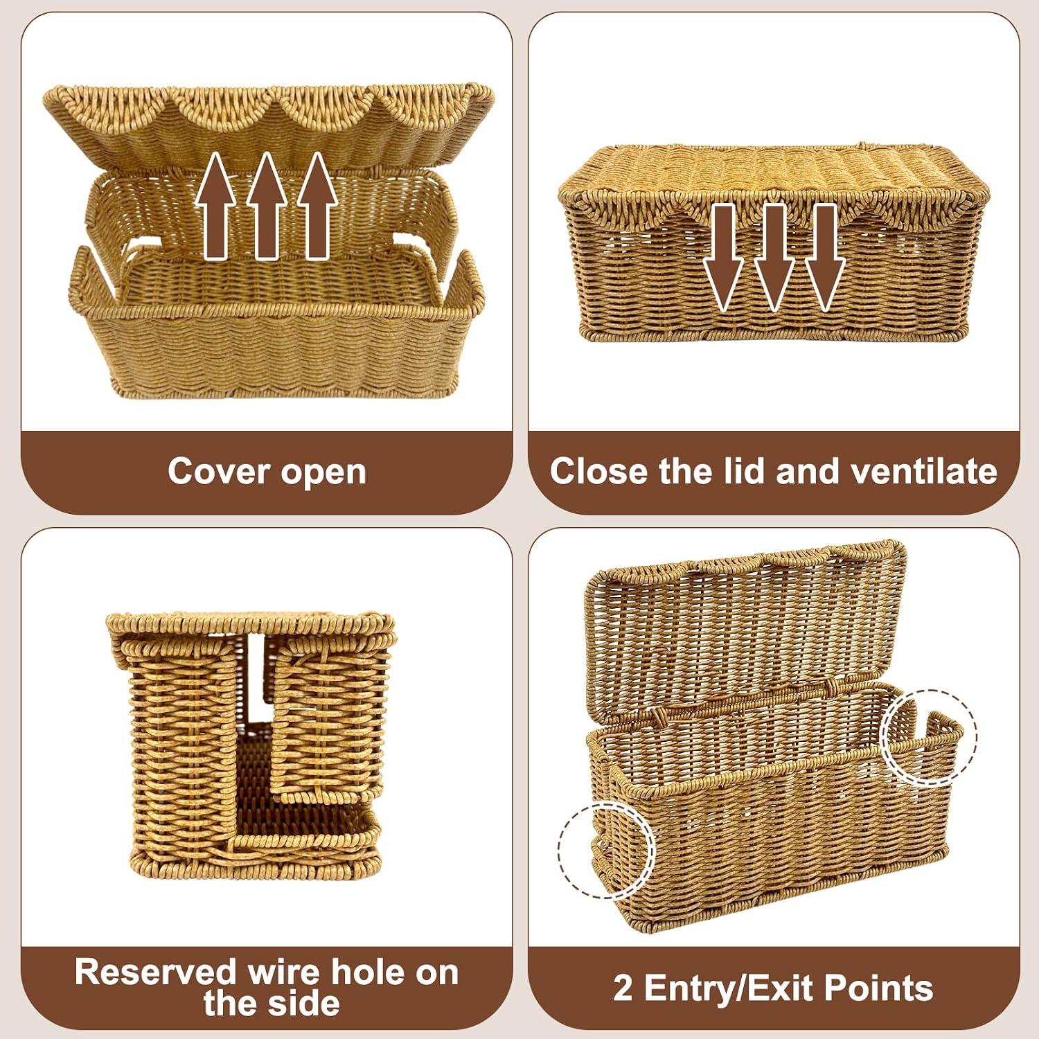 Elegant Plastic Rattan Cable Organizer