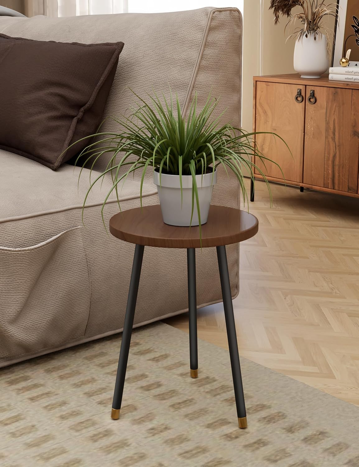 Plant Stand Indoor 2 Pack: Adjustable Wood 16'' Indoor Plant Stand | Mid Century Modern Decor Corner Plant Stands for