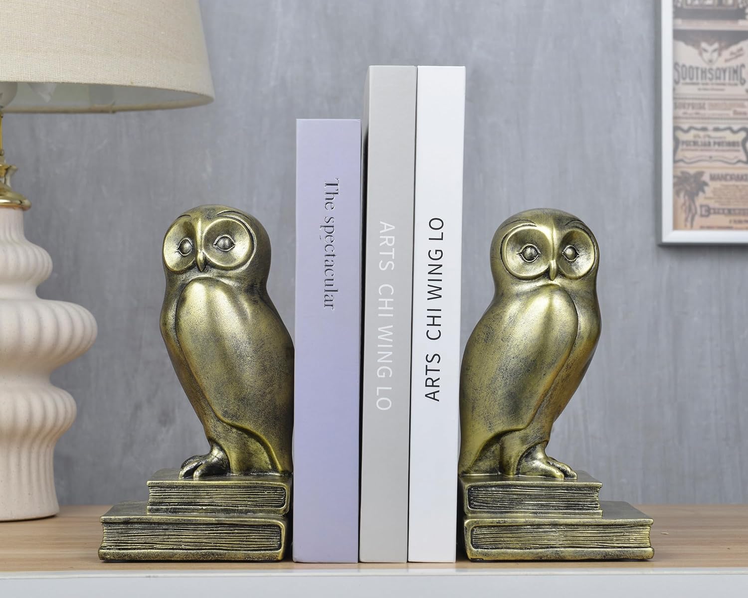 Vintage Owl Bookends / Gold