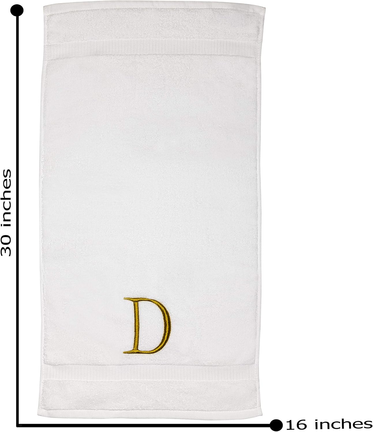 White with Gold Monogrammed Hand Towels for Bathroom - Set of 2 Letter D | Luxury Hotel Quality Initial Towels For