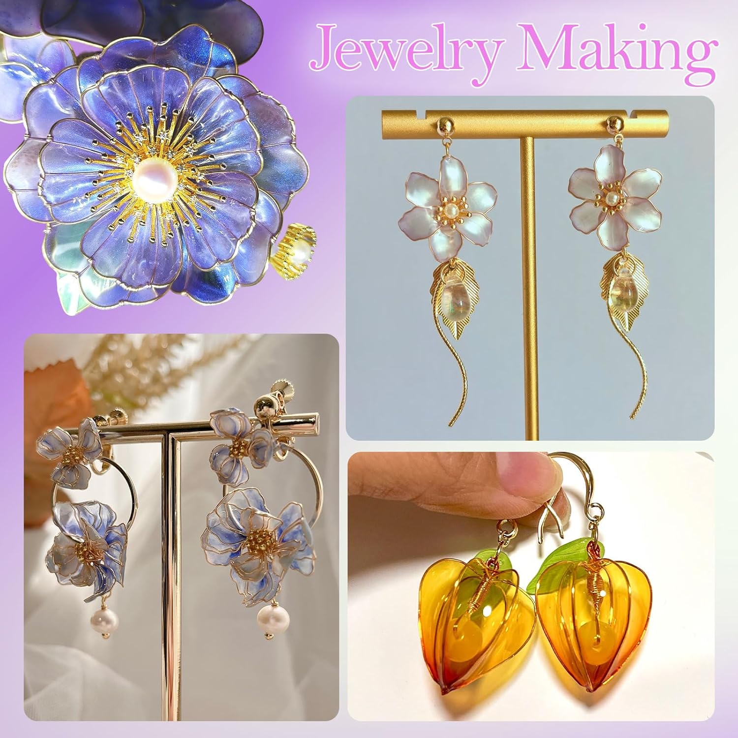 UV Resin Dip for Wire Flowers Kit / Set / Clear / Set of 5