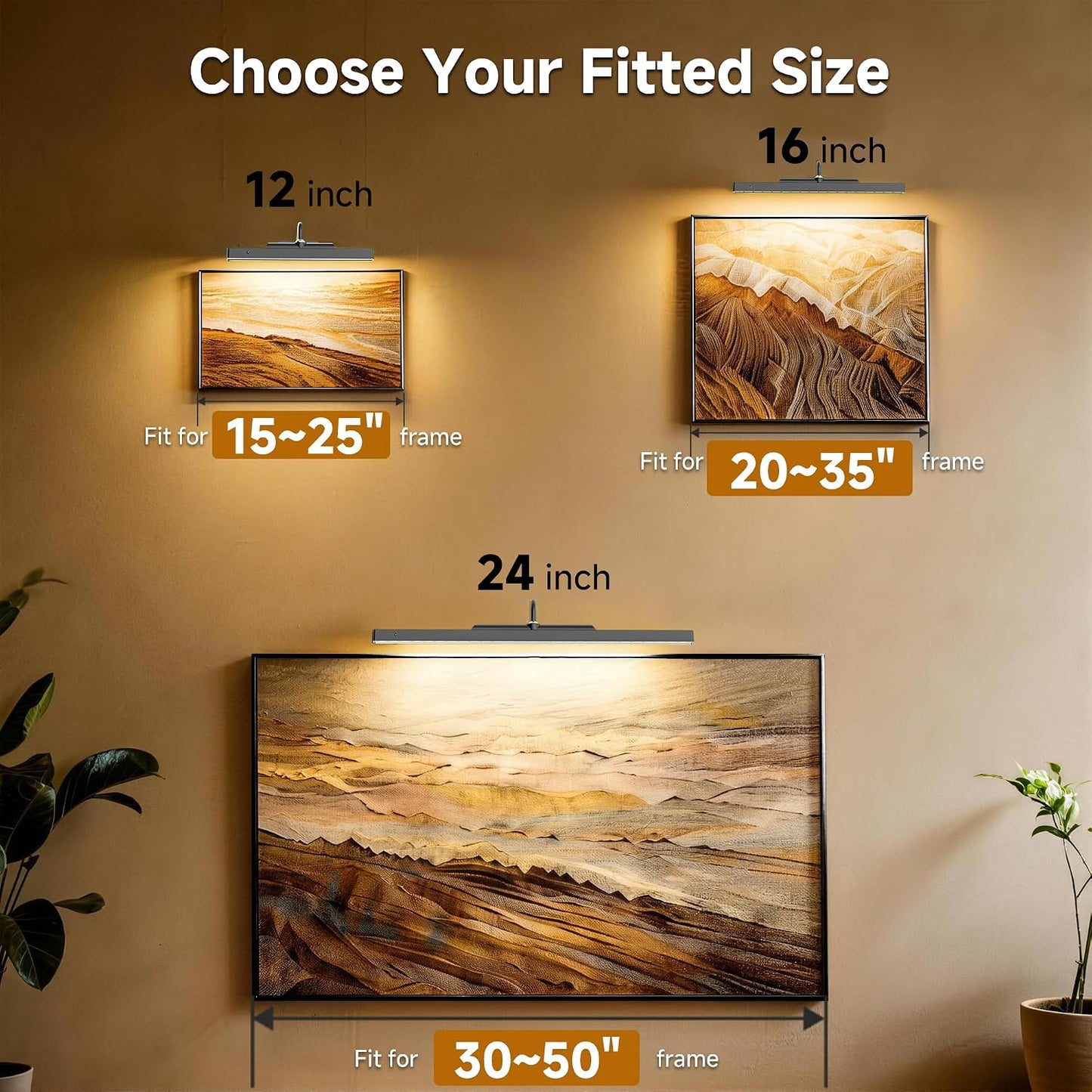 Gallery Picture Light Black,6000mAh Wireless Artwork Lighting,Rechargeable Battery Powered Remote Dimmable LED for