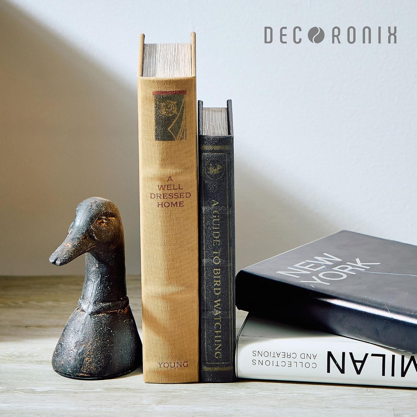 Decorative Distressed Cast Metal Duck Head Bookends