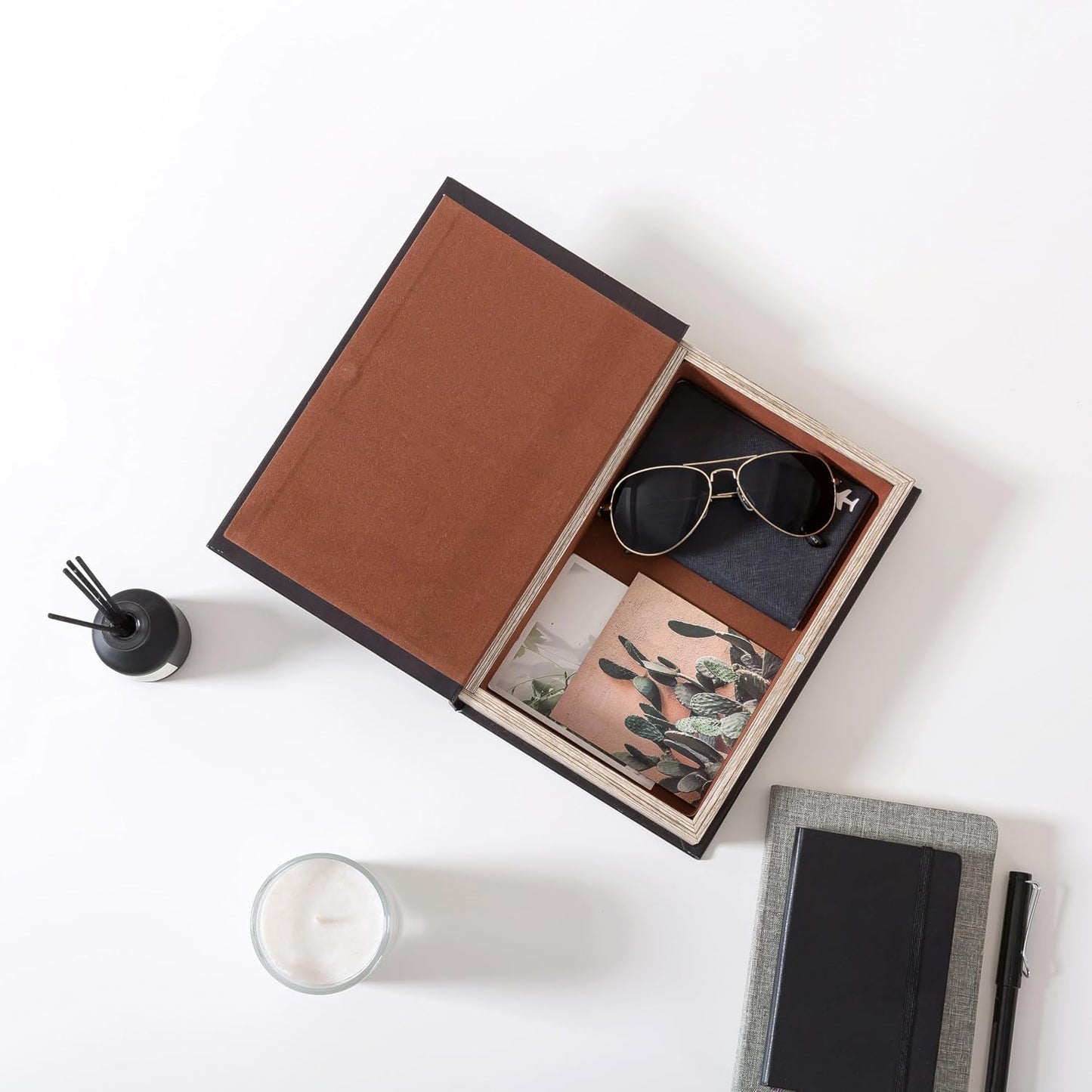 Faux Book Storage Box / Black Moon / 10 x 6.7 x 1.8