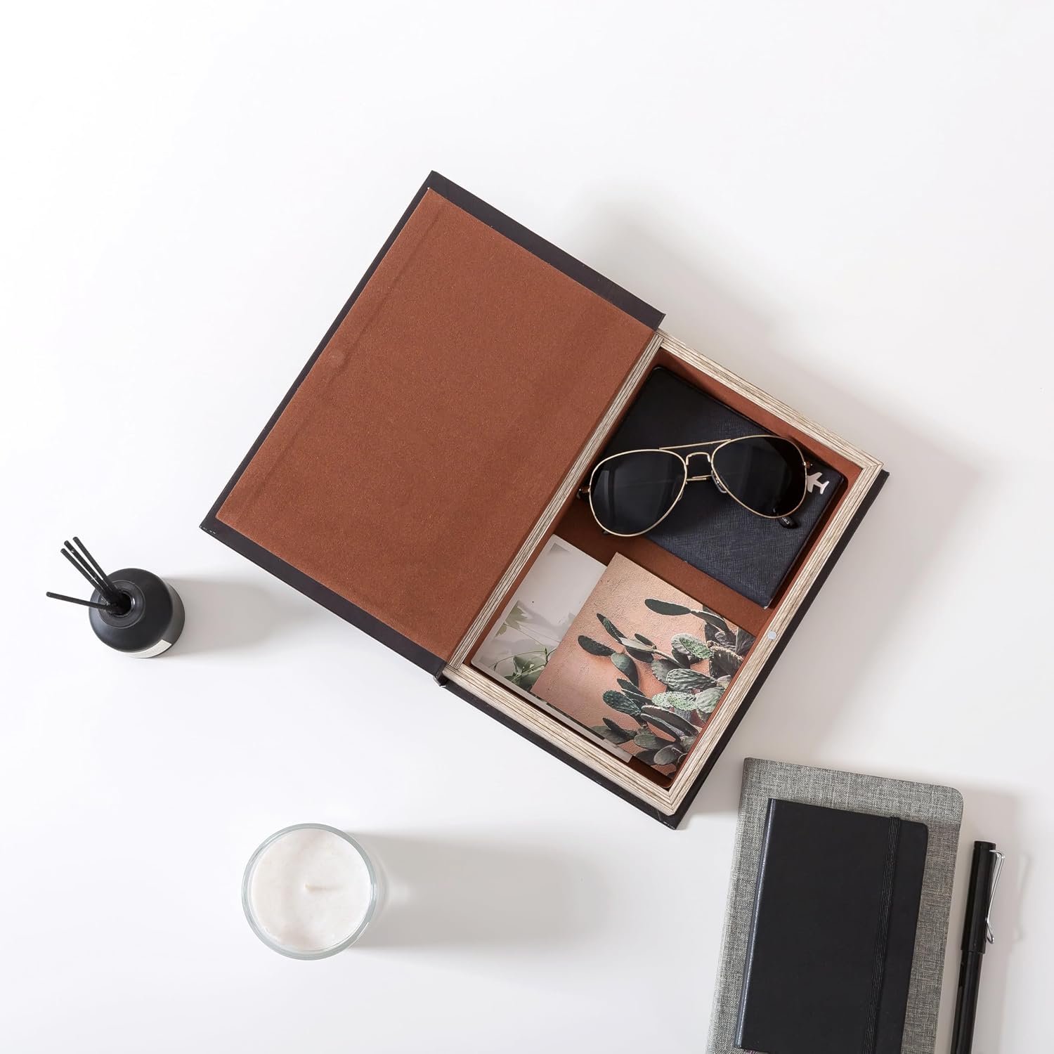 Faux Book Storage Box / Black Moon / 10 x 6.7 x 1.8