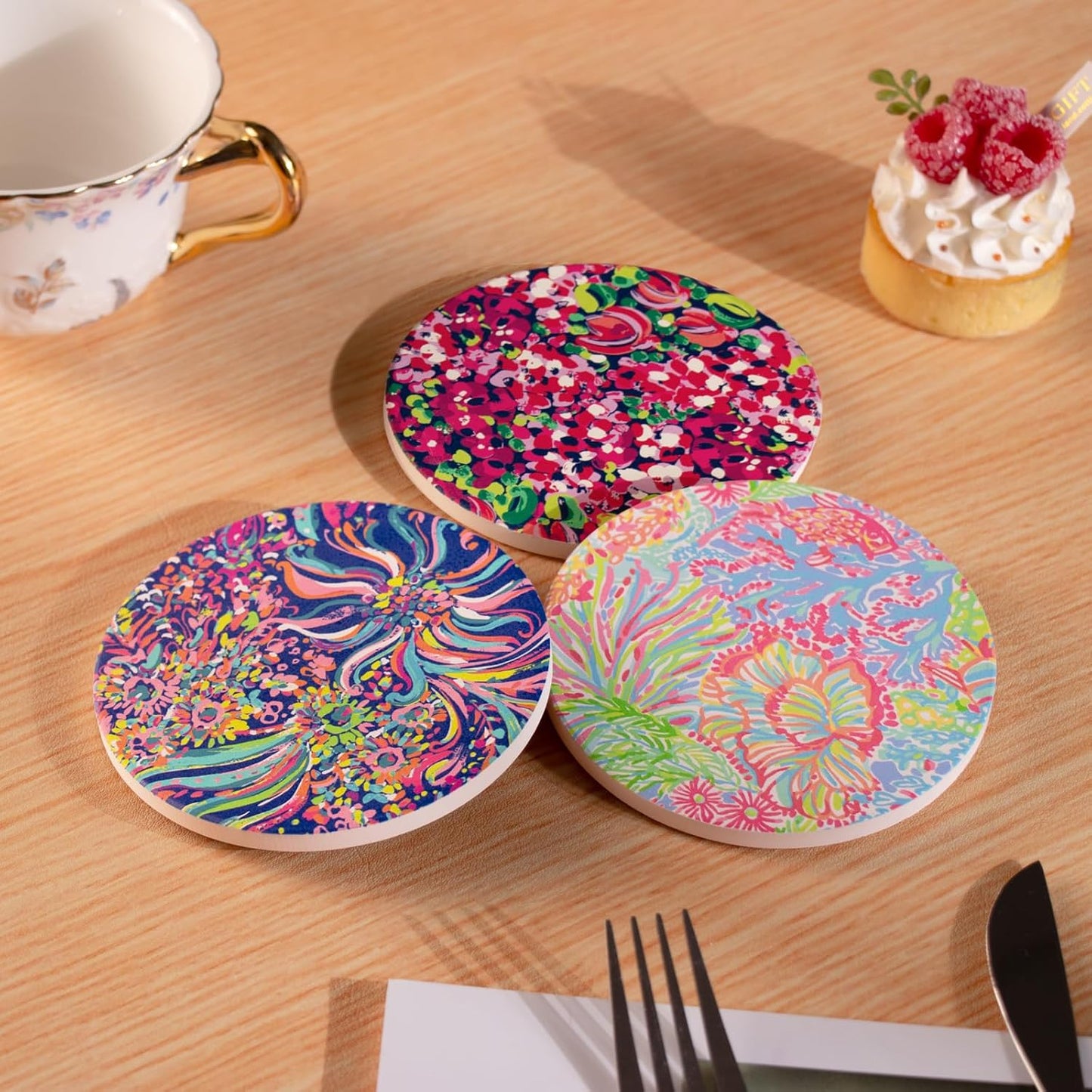 Absorbent Ceramic Coaster / 4 Inch / Set of 6