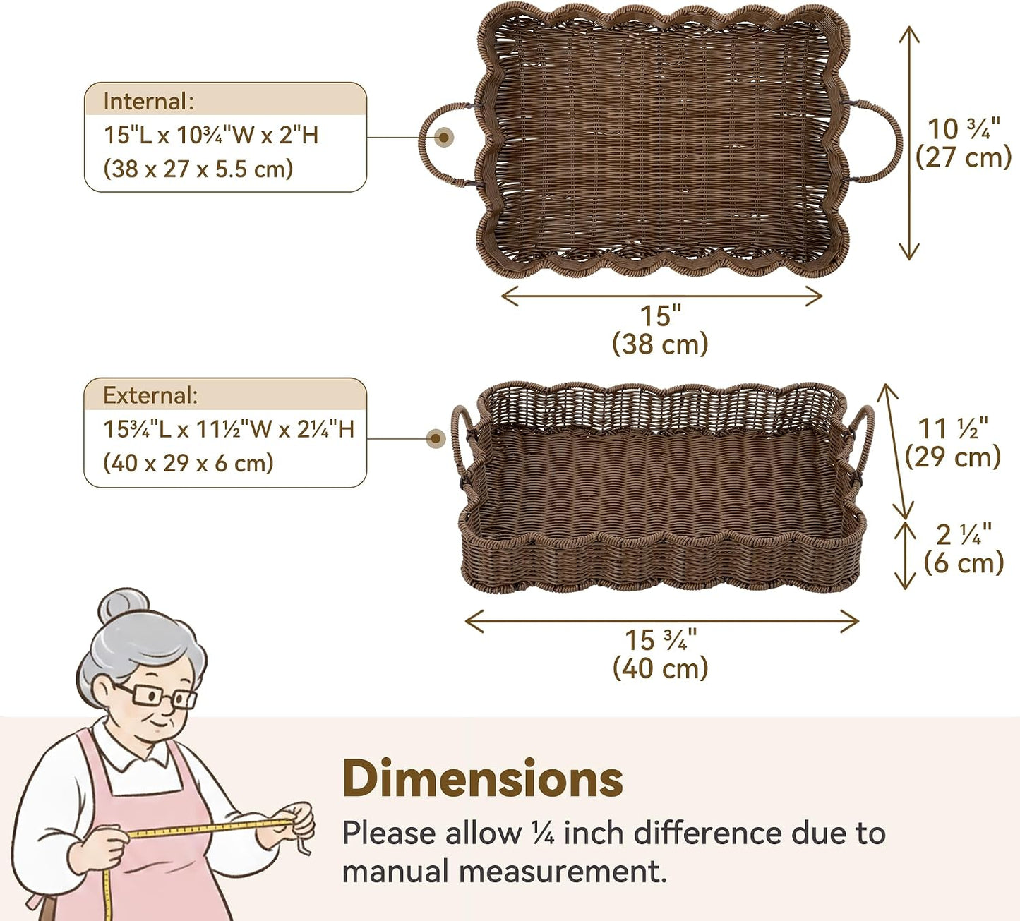 Woven Rattan Tray / Brown