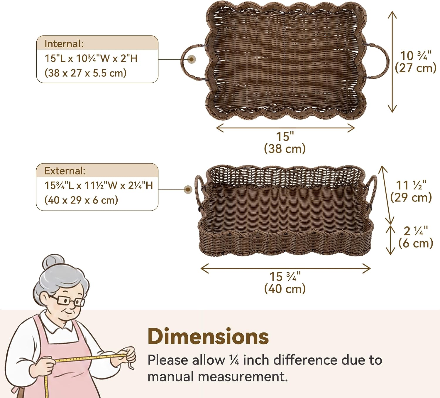 Woven Rattan Tray / Brown