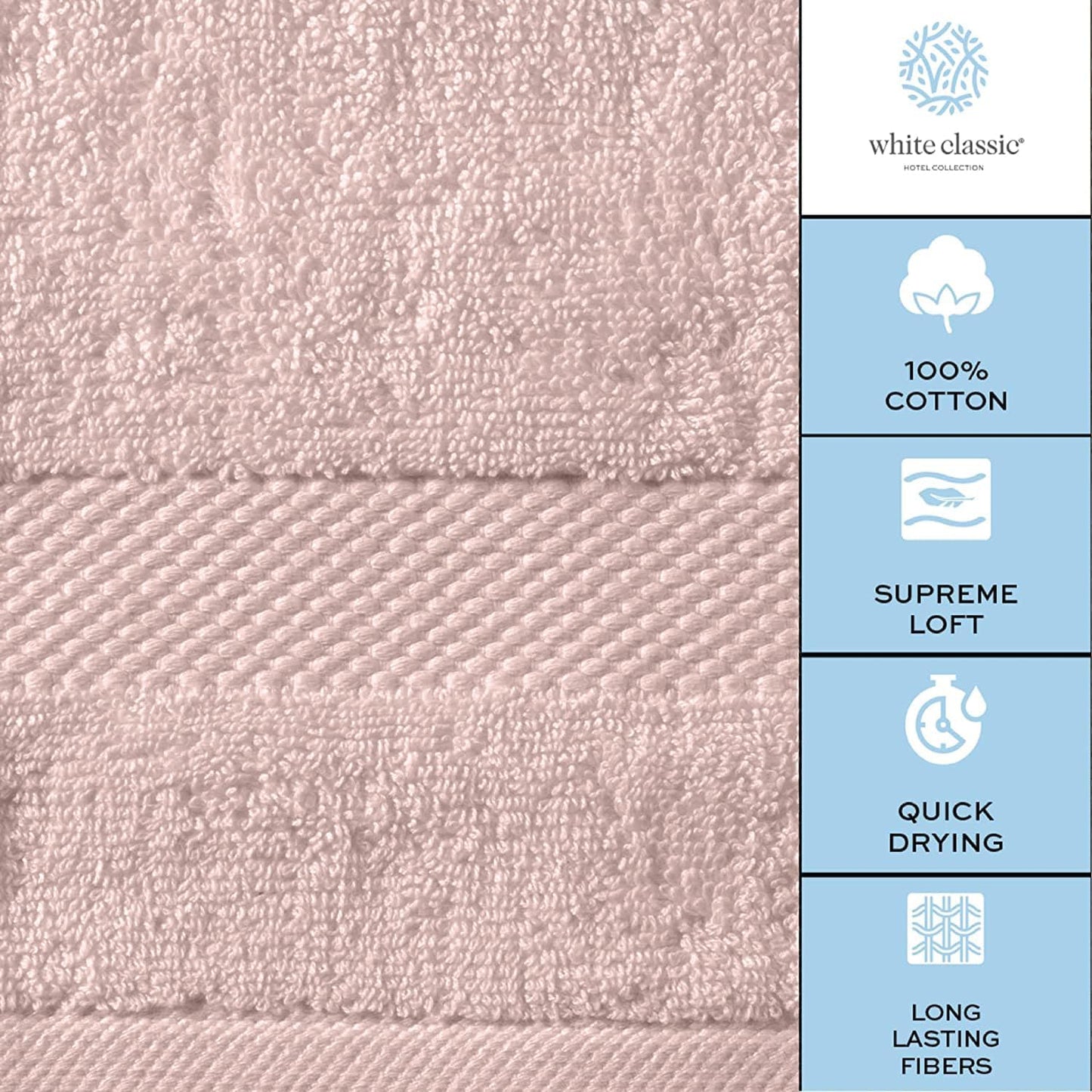 White Classic Luxury Pink Hand Towels - Soft 100% Turkish Cotton | Highly Absorbent Hotel spa Bathroom Towel Collection