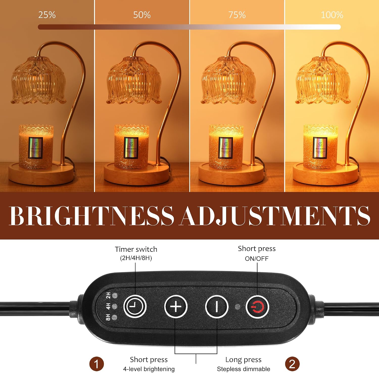 Dimmable Flower Candle Warmer Lamp with Timer，Gifts for Mom | Fits All Jar Scented Candles - Unique Birthday & Mothers