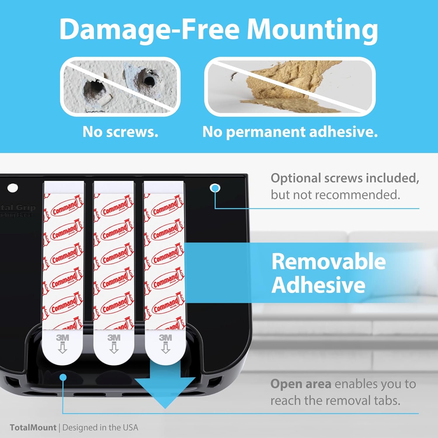 Hole-Free Remote Holders / Black / Set of 2