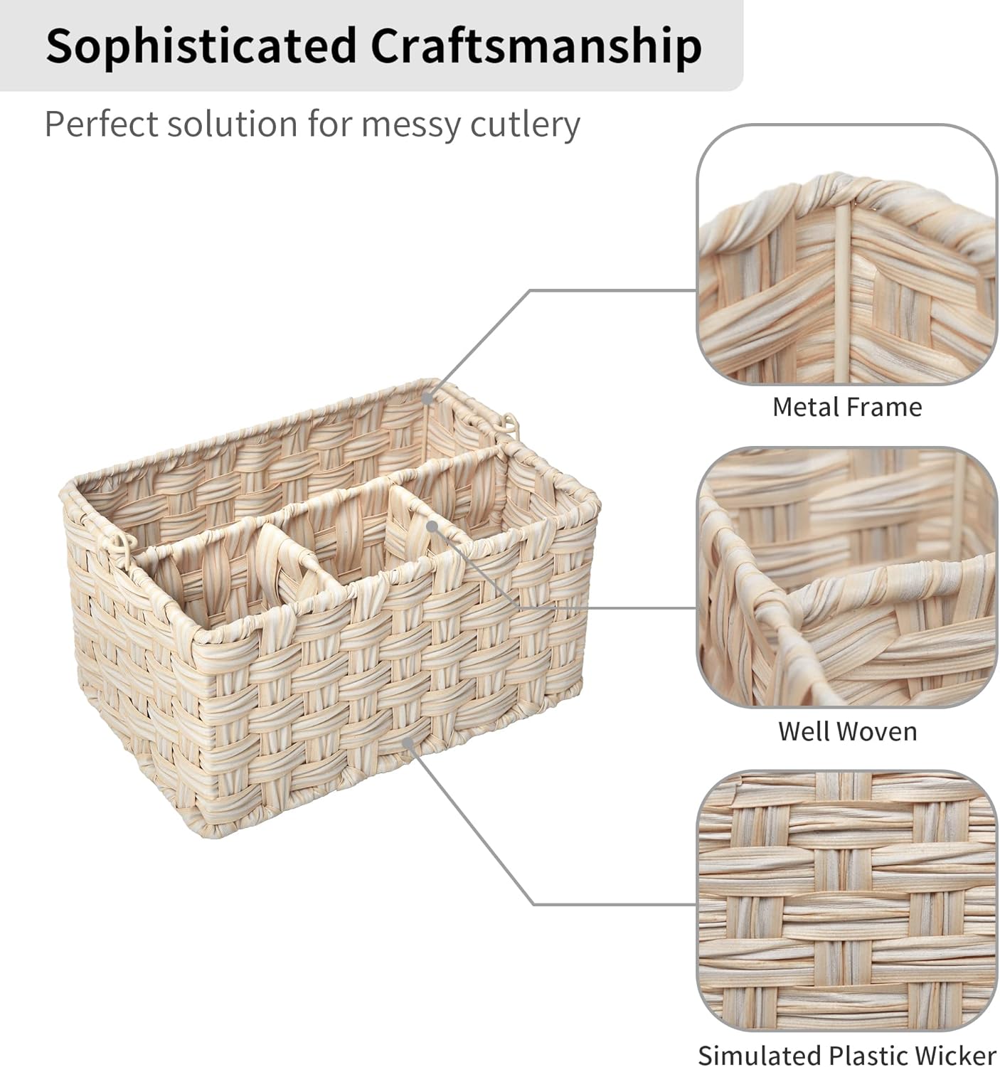 Wicker Utensil Organizer / Butter Milk