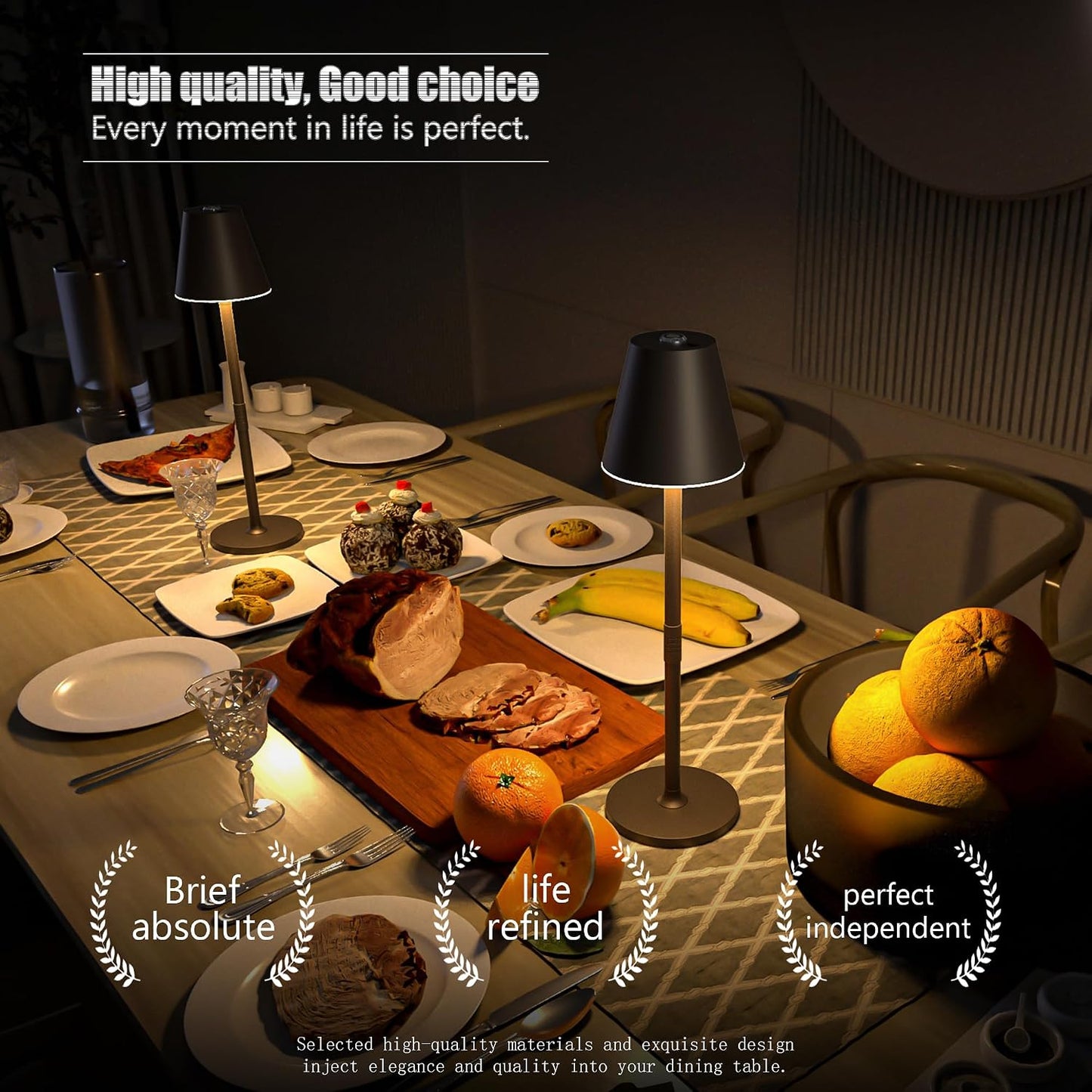 Timjorman Modern LED Cordless Table Lamp, 4000mAh Rechargeable Battery, 3 Level Brightness Night Light, Metal Shell