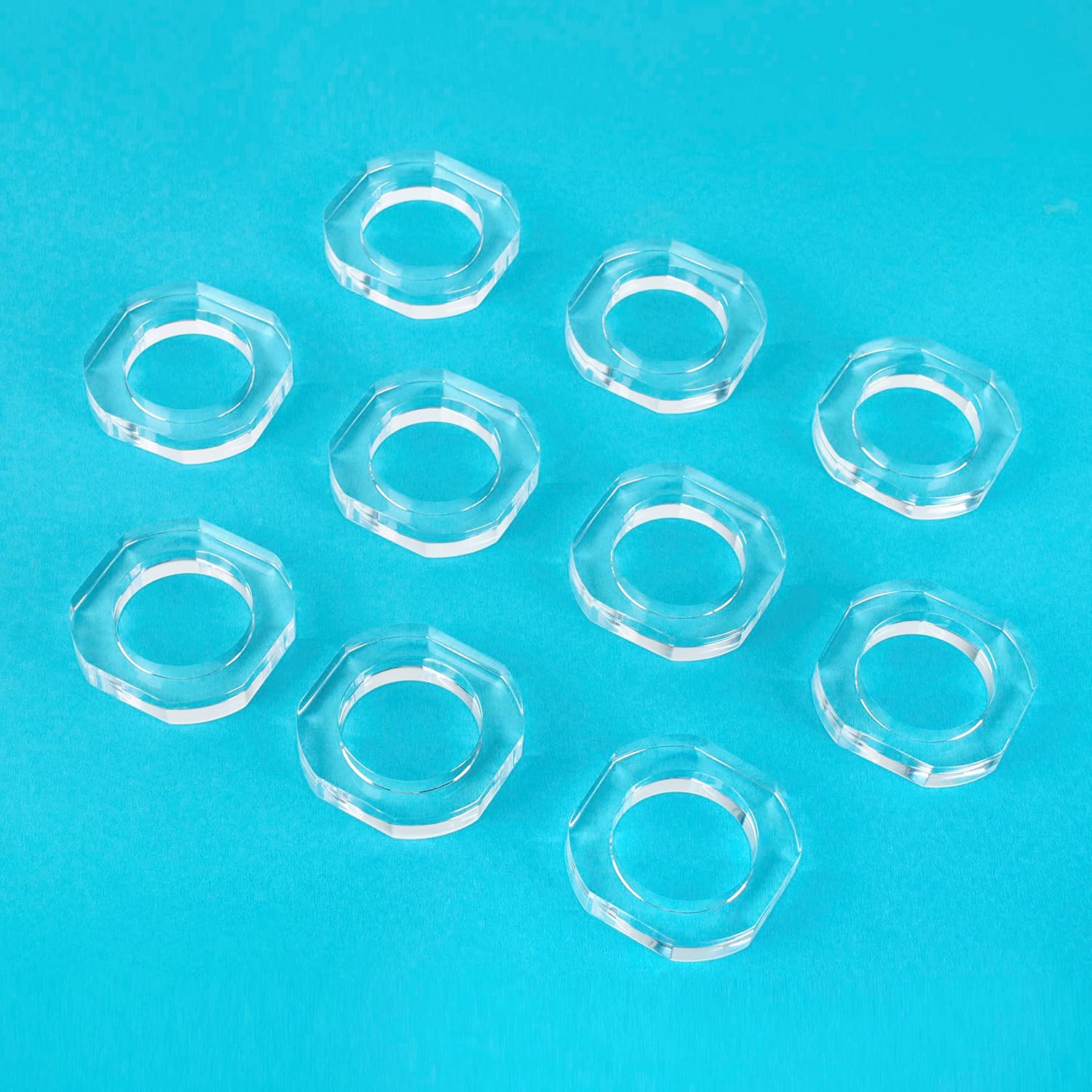 Clear Acrylic Napkin Rings, Bulk Set of 12, Table Settings | 2.25x2.25x0.5 in each, lightweight plastic, reusable, easy