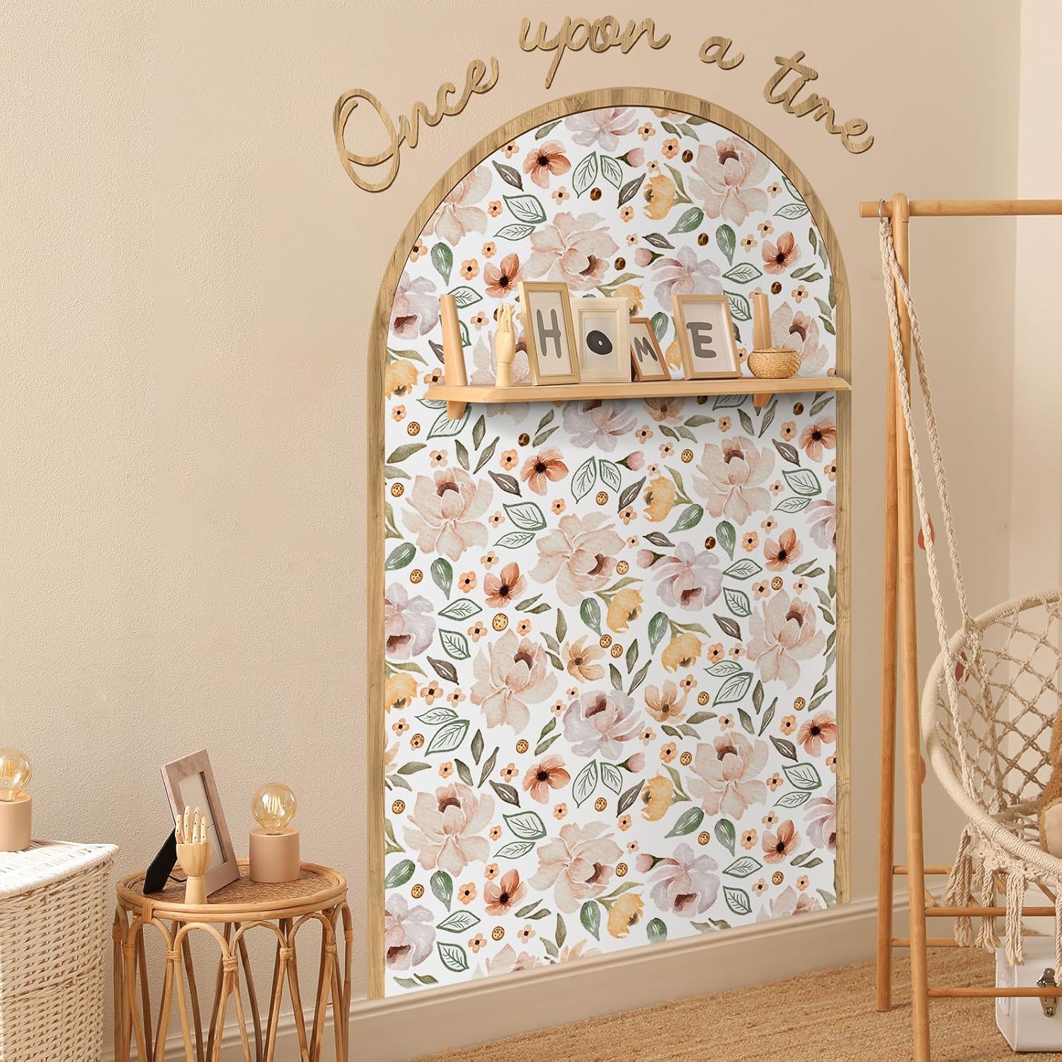Flower Arch Wall Decals Peel and Stick Floral Stickers Once Upon a Time Floral Arch Decals / 60 x 35
