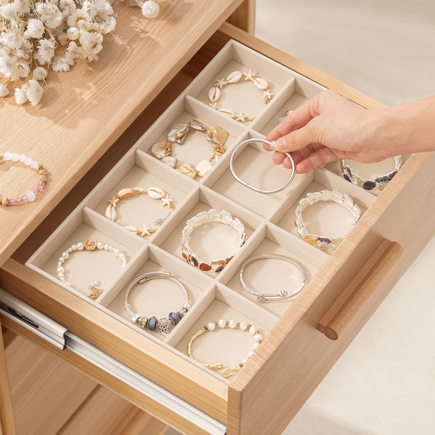 Drawer Jewelry Organizer & Display Trays / 12 Grids + 12 Grids / 13.8 x 9.4 x 1.2 / Set of 2