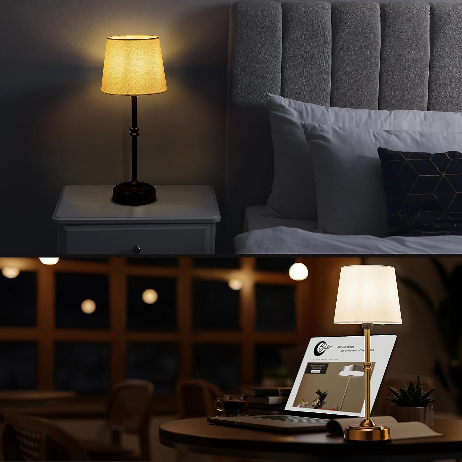 O’Bright Seraph - Cordless LED Table Lamp with Dimmer, Built-in Rechargeable Battery, 3-Level Brightness, Patio Table