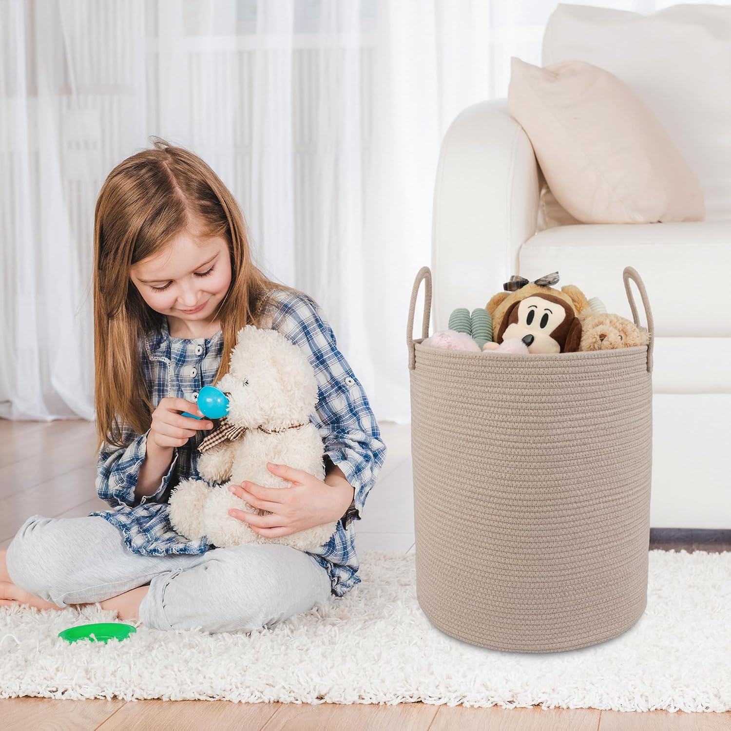 Cotton Rope Laundry Basket Hamper for Clothes Woven Storage Basket / Konjac / Regular