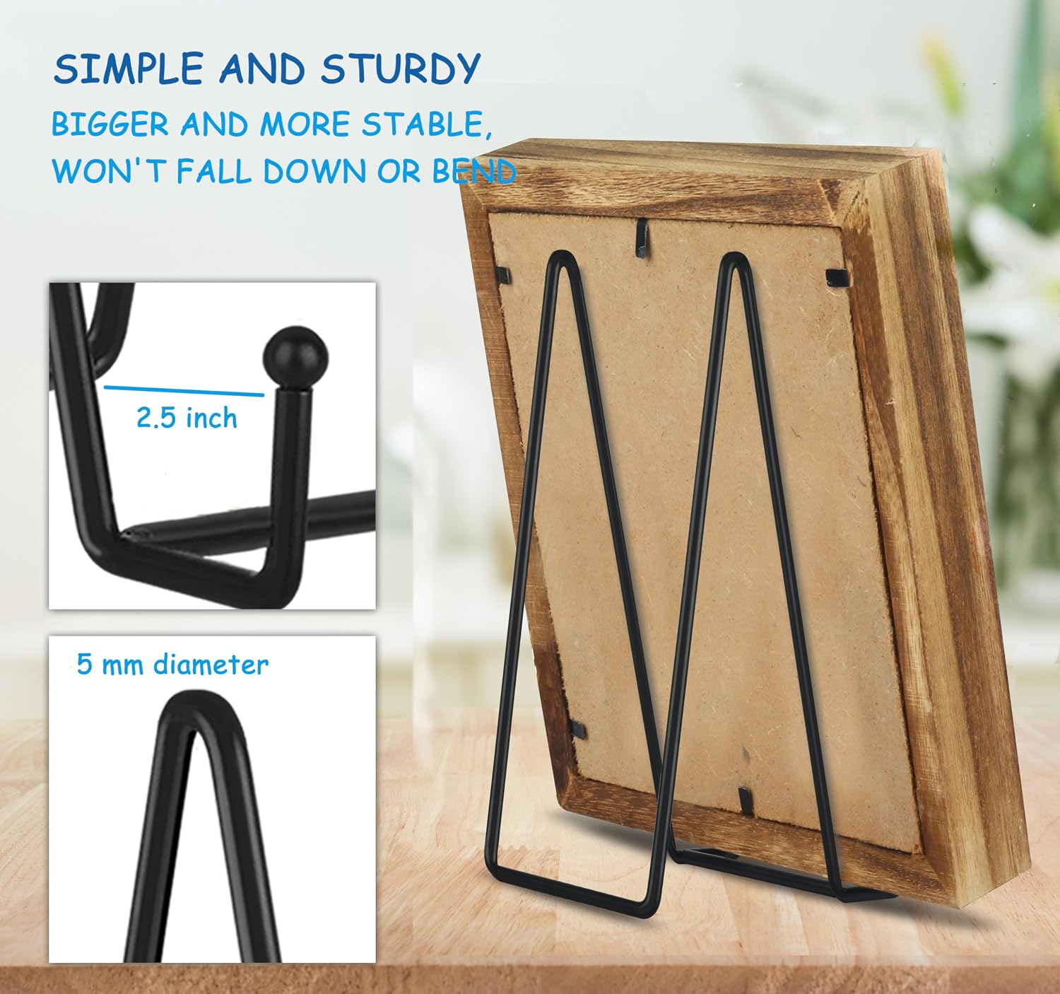 Picture Stands Plate Stands for Display Large Book Stands for Picture / Black / 12 Inch / Set of 5