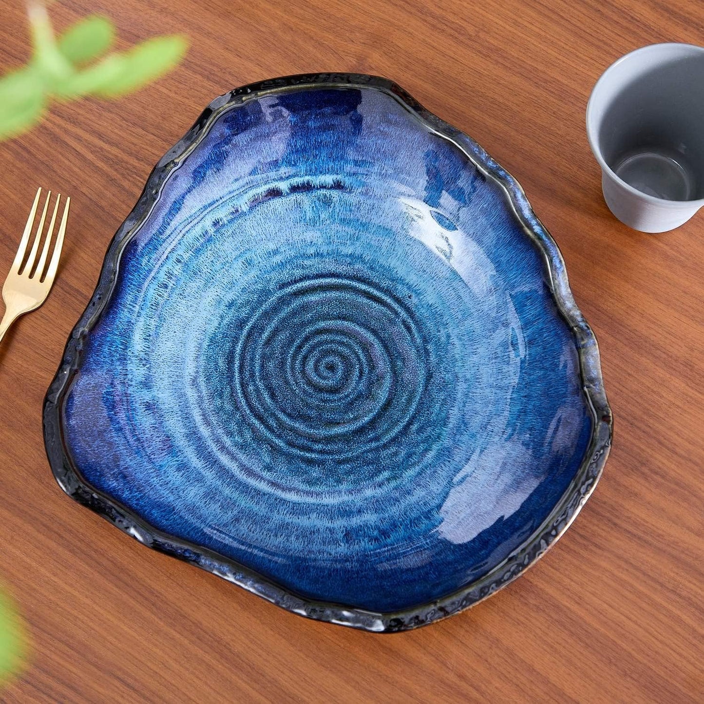 Large Ceramic Decorative Bowl / Blue