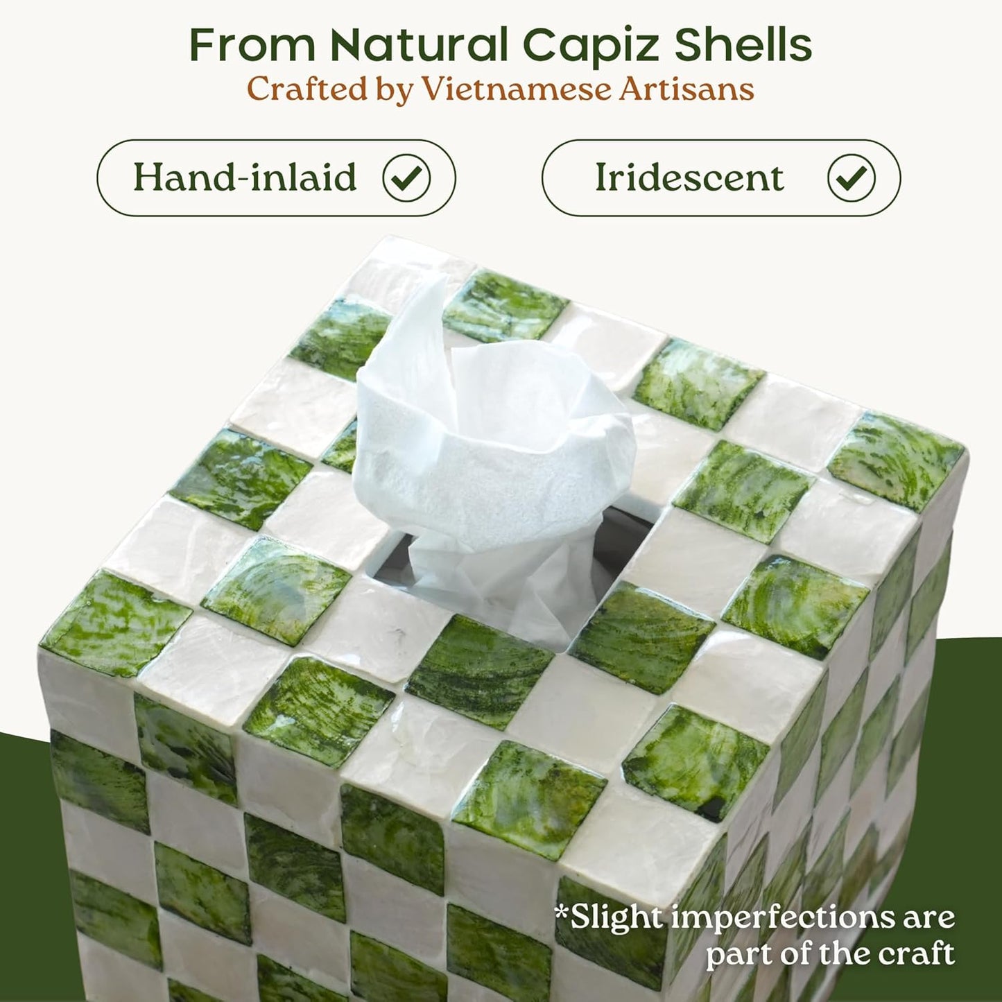 5.5" Tissue Box Cover / Pistachio Green / Square