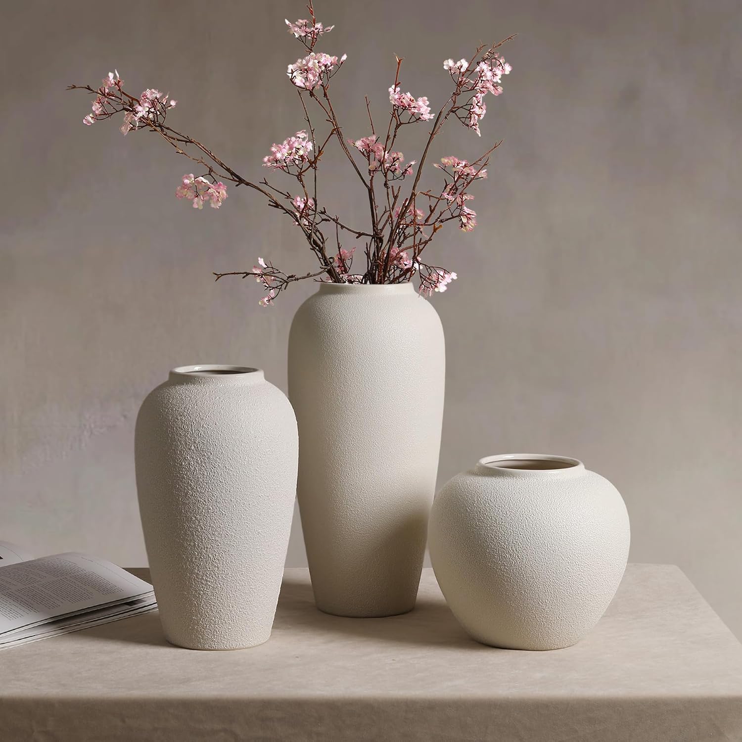 7.9" Distressed Rustic Vase Modern Farmhouse / Cream White-7.8