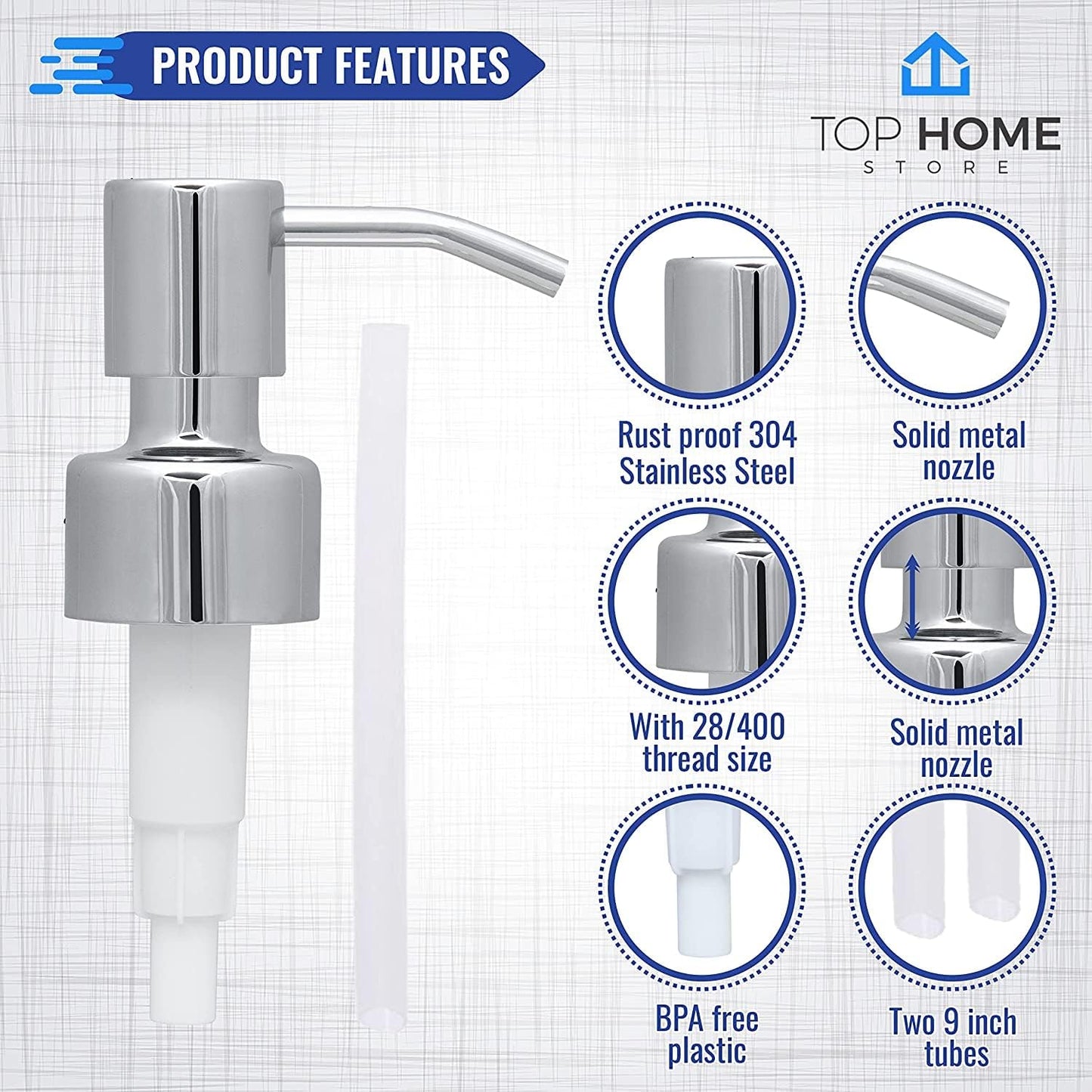 Replacement Soap Pumps for Bottles, Chrome, 4-Pack