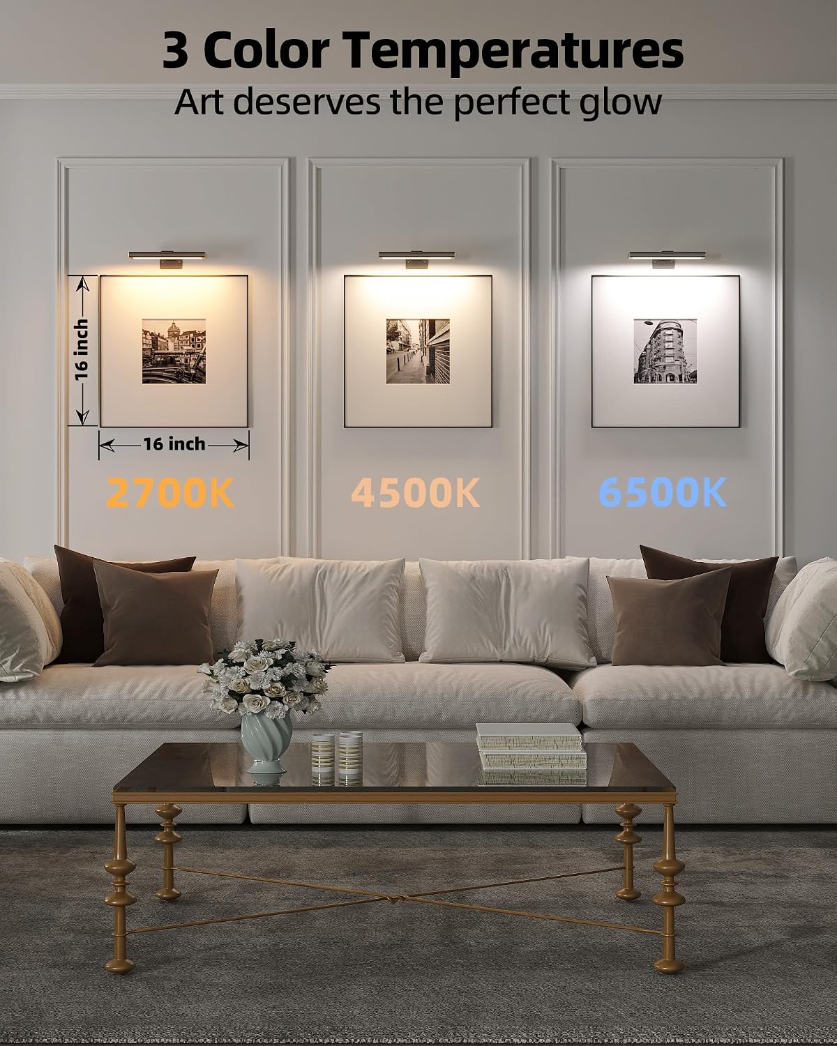 EZVALO Picture Light for Wall, Rechargeable 2400mAh Lights Wireless with IR Remote, 3 Color & Dimmable Magnetic 7.87''
