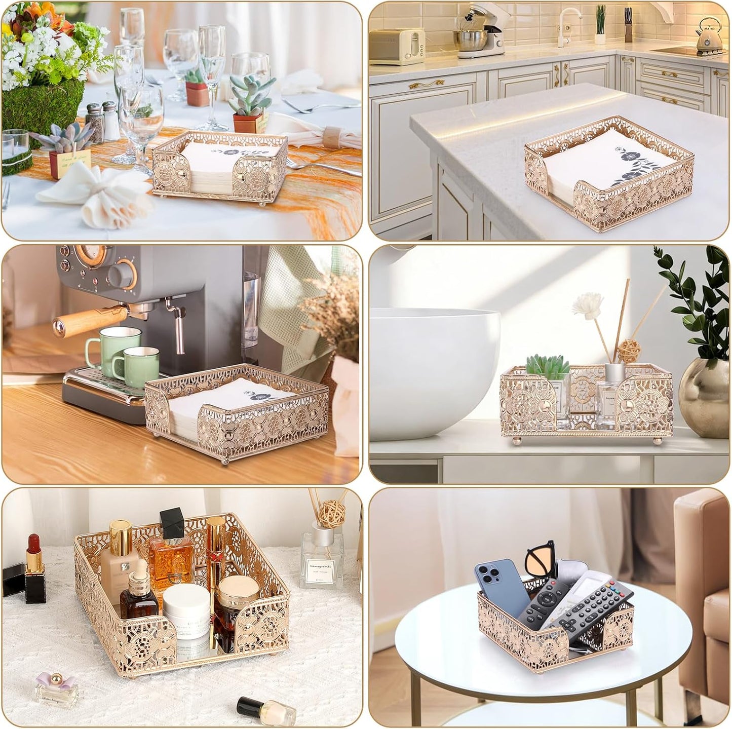 Luncheon Napkin Holder / Gold / 7.3 x 7.3 / Inch/luncheon