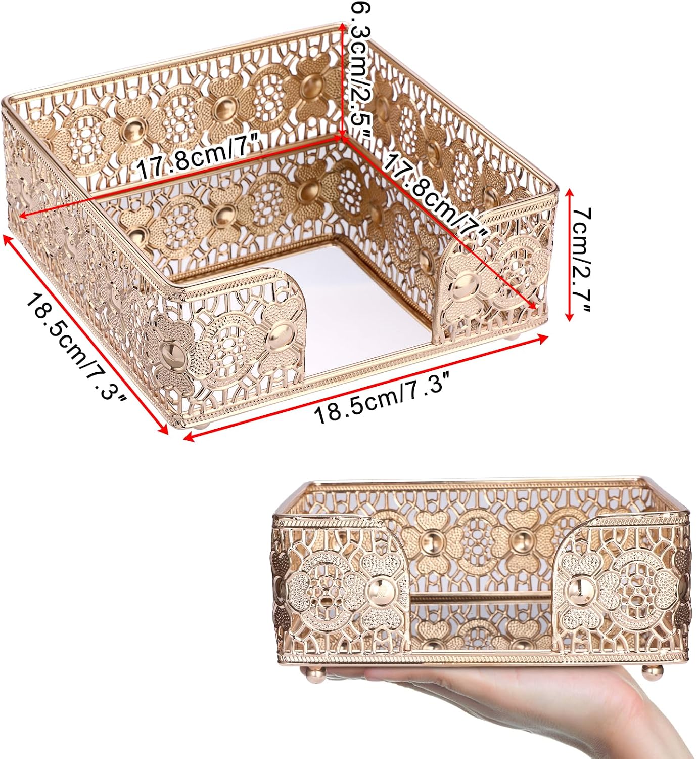 Luncheon Napkin Holder / Gold / 7.3 x 7.3 / Inch/luncheon