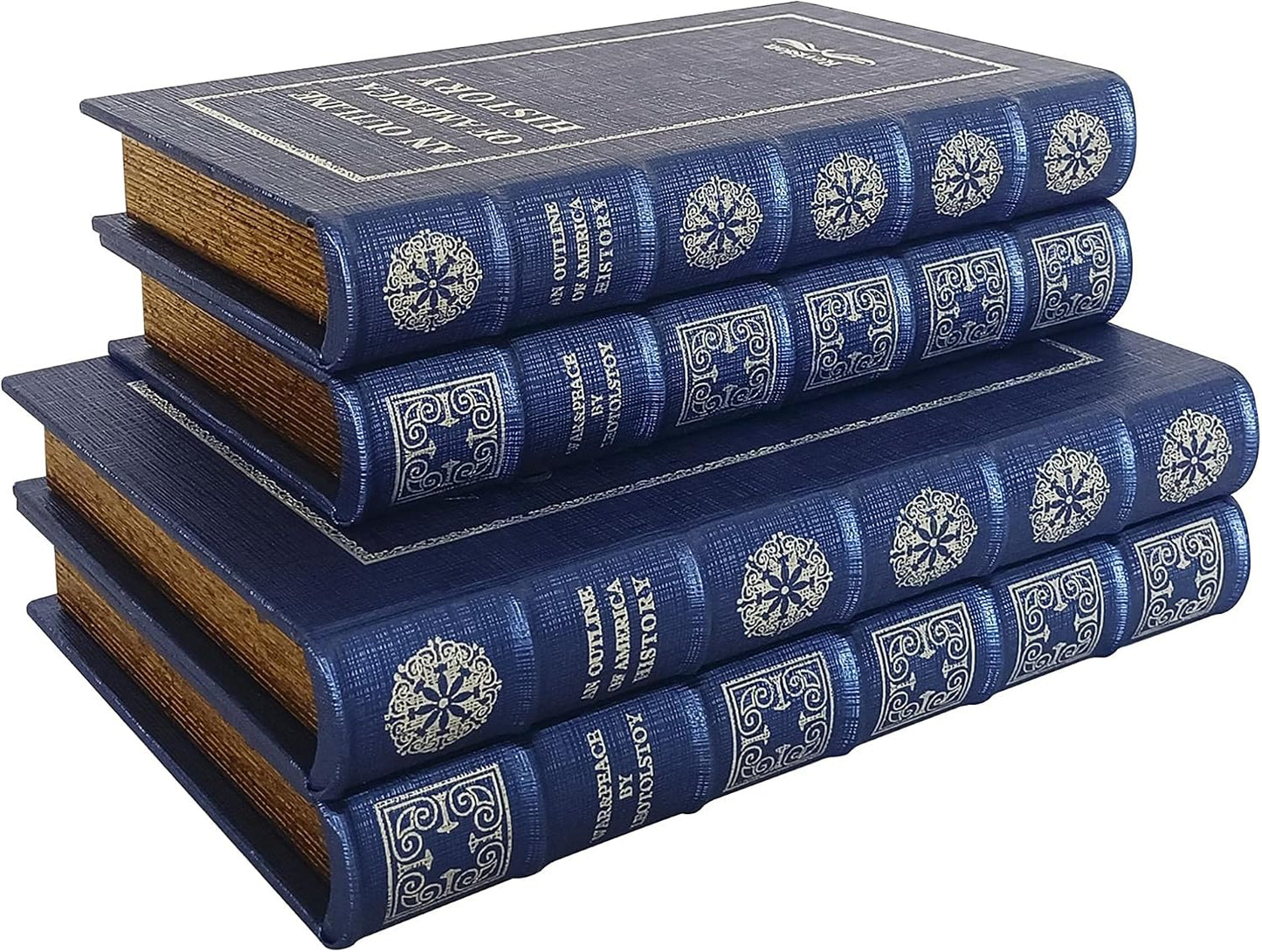 Faux Leather Book Boxes for Decoration Display Coffee Table and Shelf Décor / 104 L+S / Blue