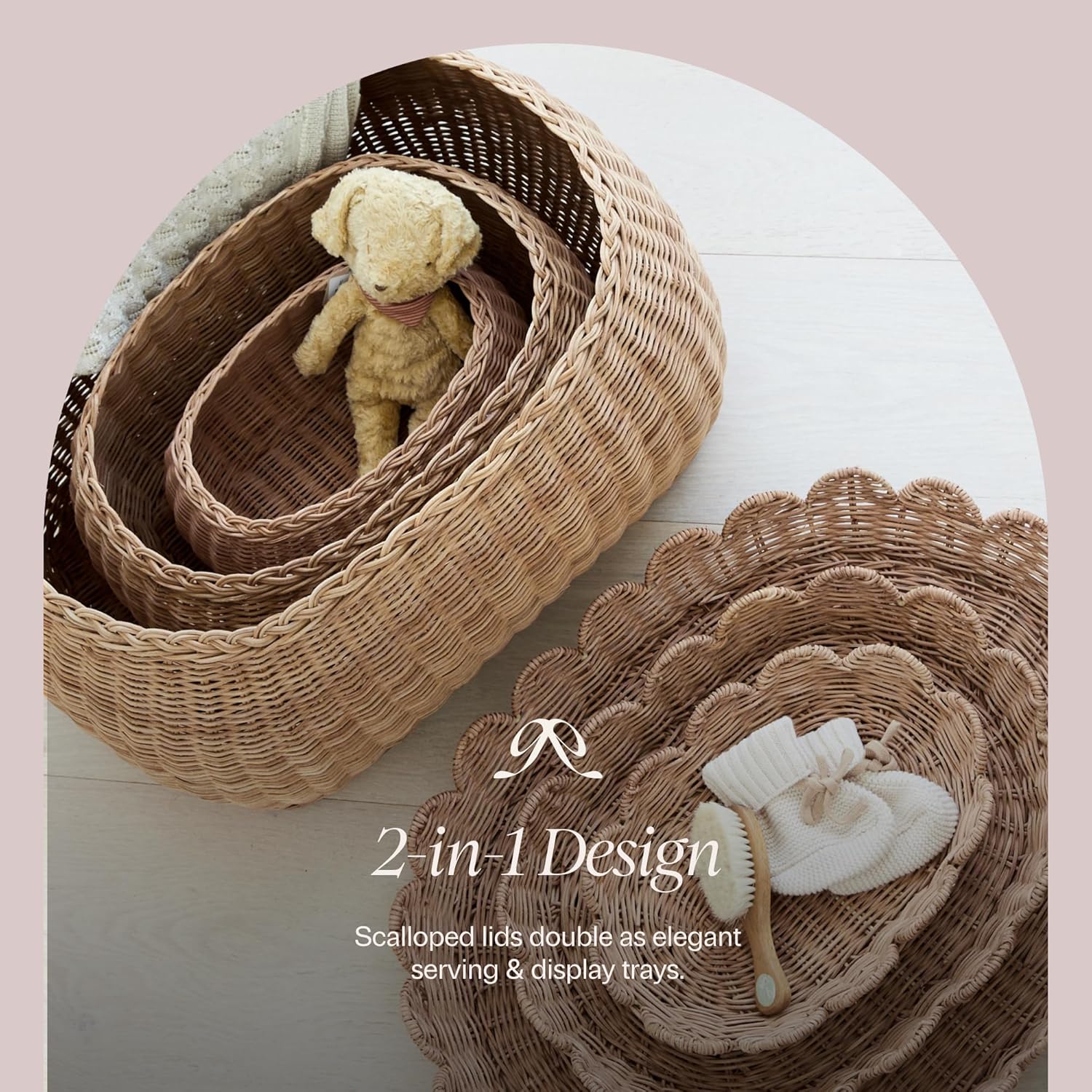 Large Scalloped Basket / Mocca / Set of 3