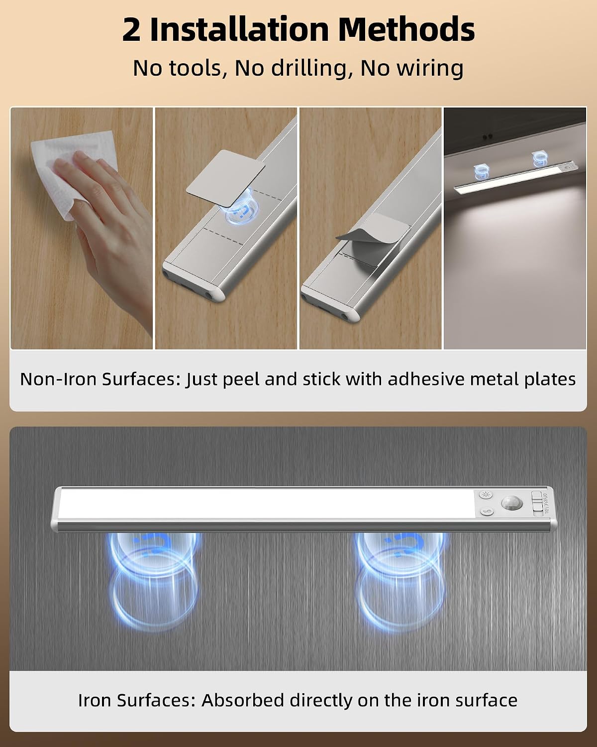 EZVALO 134 LED Under Cabinet Lights, 4000mAh Rechargeable Motion Sensor Light Indoor, Dimmable Magnetic Closet Lights