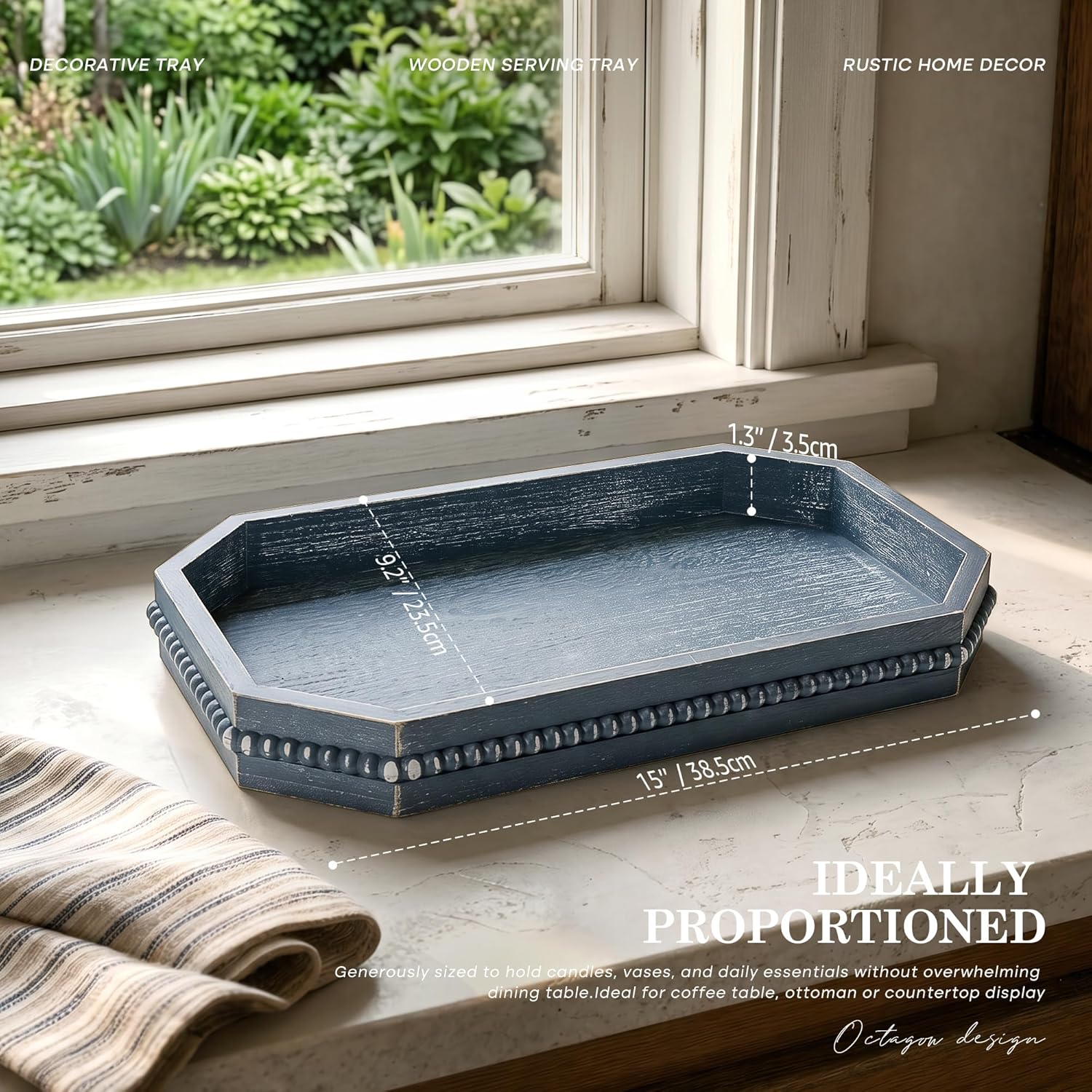 Rustic Decorative Tray / Blue