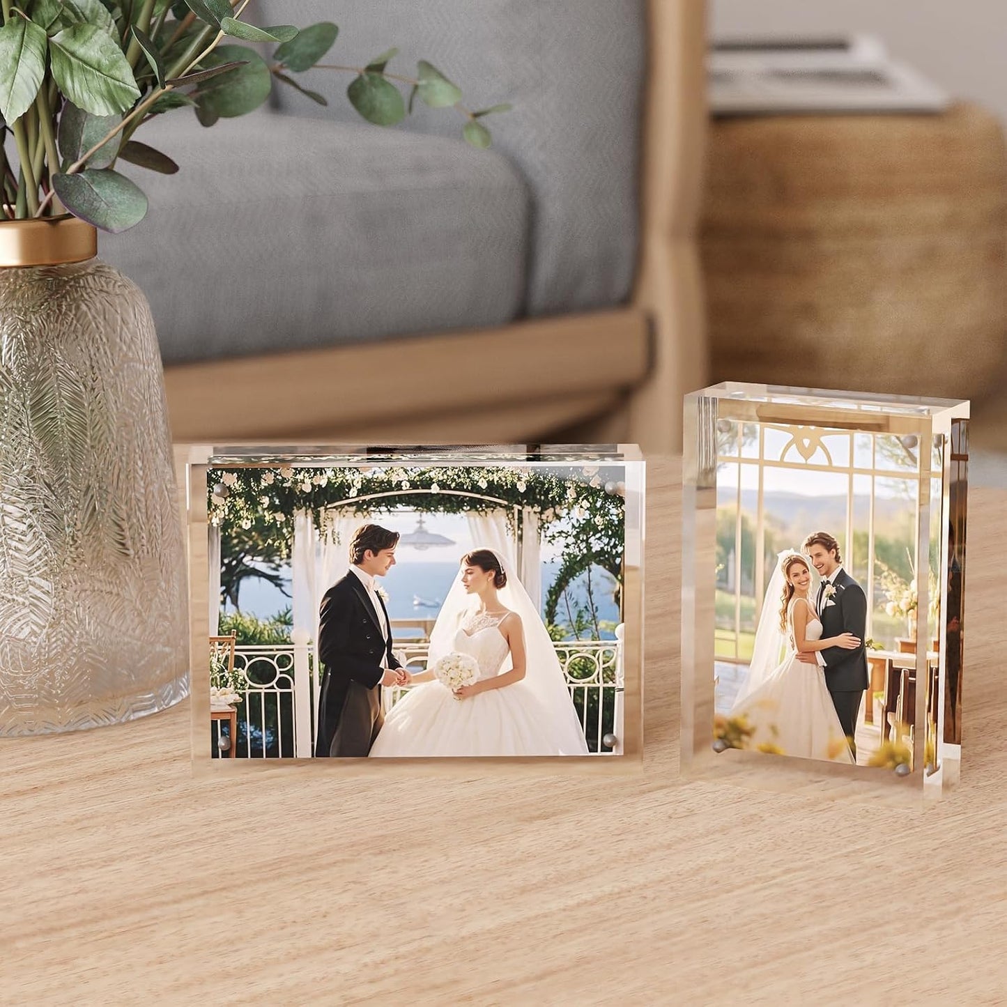 Egofine 8x10 Acrylic Frame, 20mm Thicker Frameless Clear Picture Frame, Double Sided Magnetic Picture Frame, Free