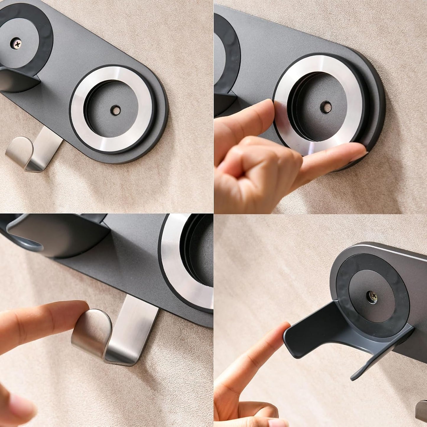 Magnetic Hair Dryer Holder Wall Mount for Most High Speed Blow Dryer | 7075 super-hard aviation aluminum alloy, white