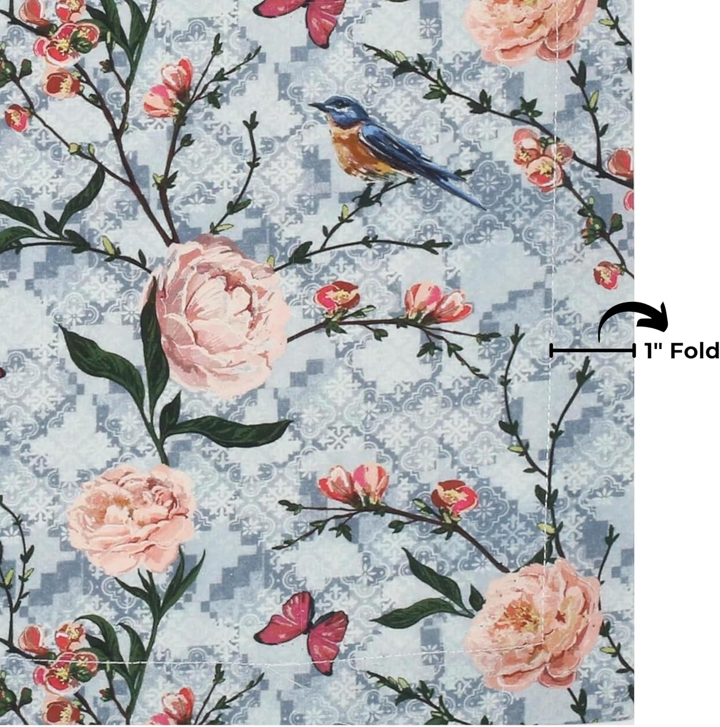 Bedding Craft Cotton Cloth Dinner Napkins Set of 12 – 18x18 Birds Print Design with 1" Fold – Reusable Machine Washable