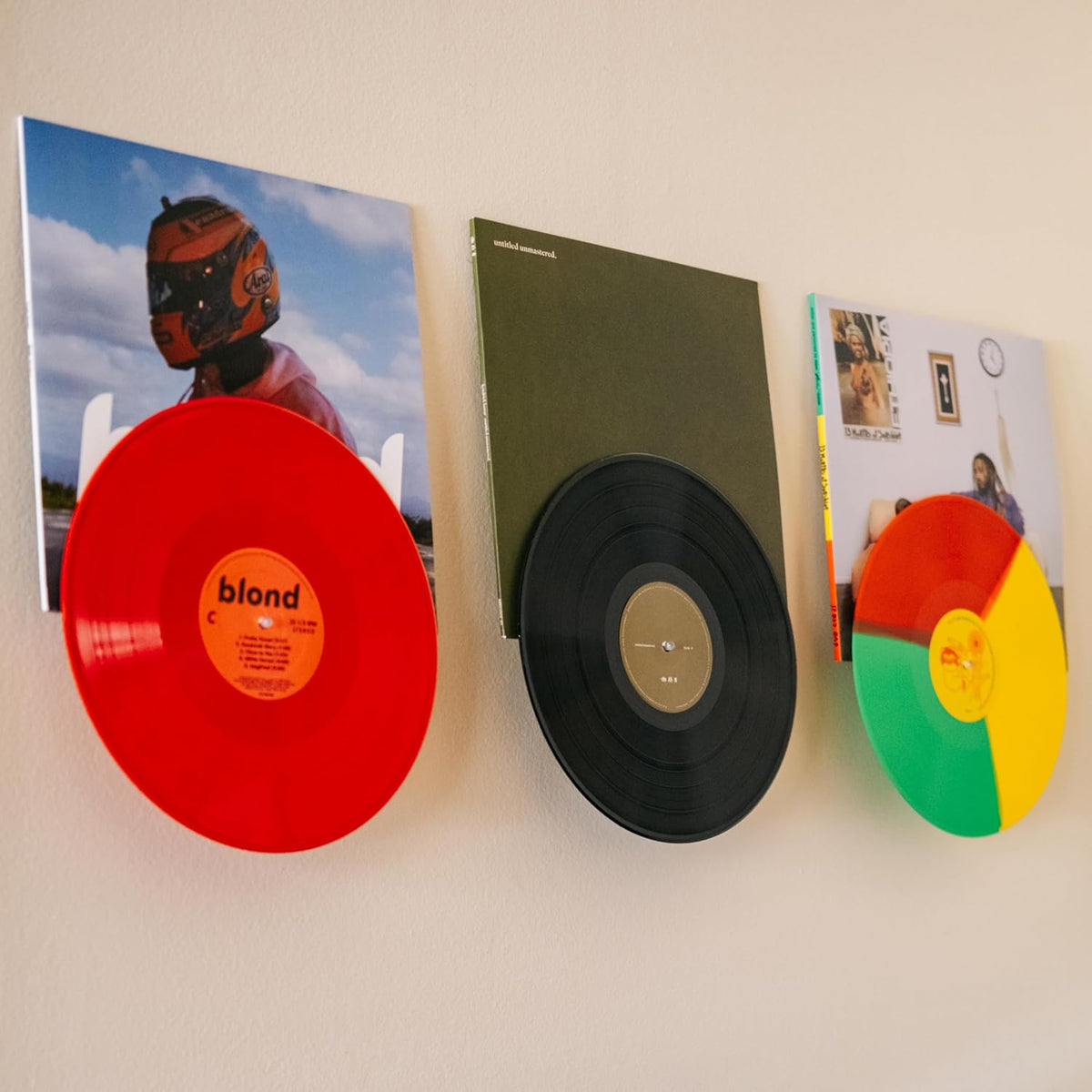 Adhesive Vinyl Wall Mount (16-Pack) – Dual Display Album and Disc, Strong Hold Record Holder Wall, Record-Safe Easy
