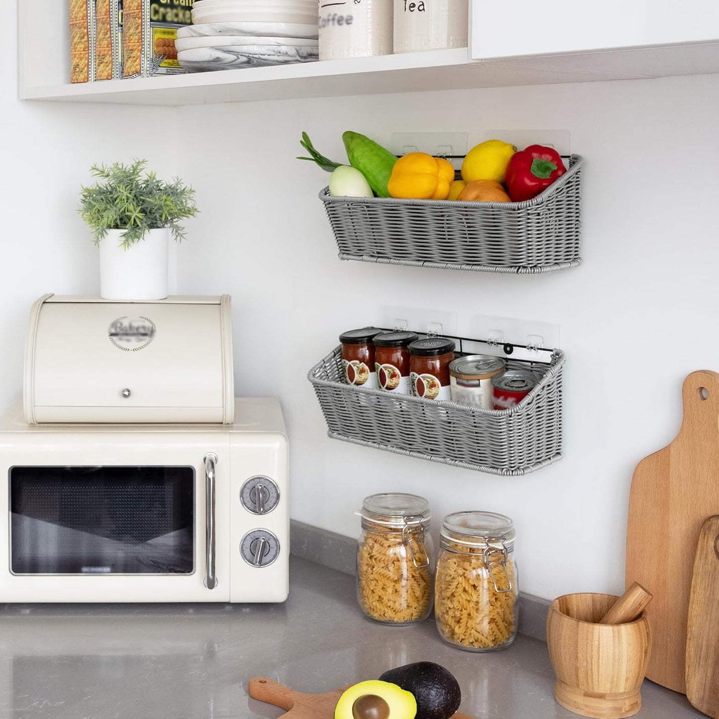 Wicker Hanging Basket / Slate / Set of 2