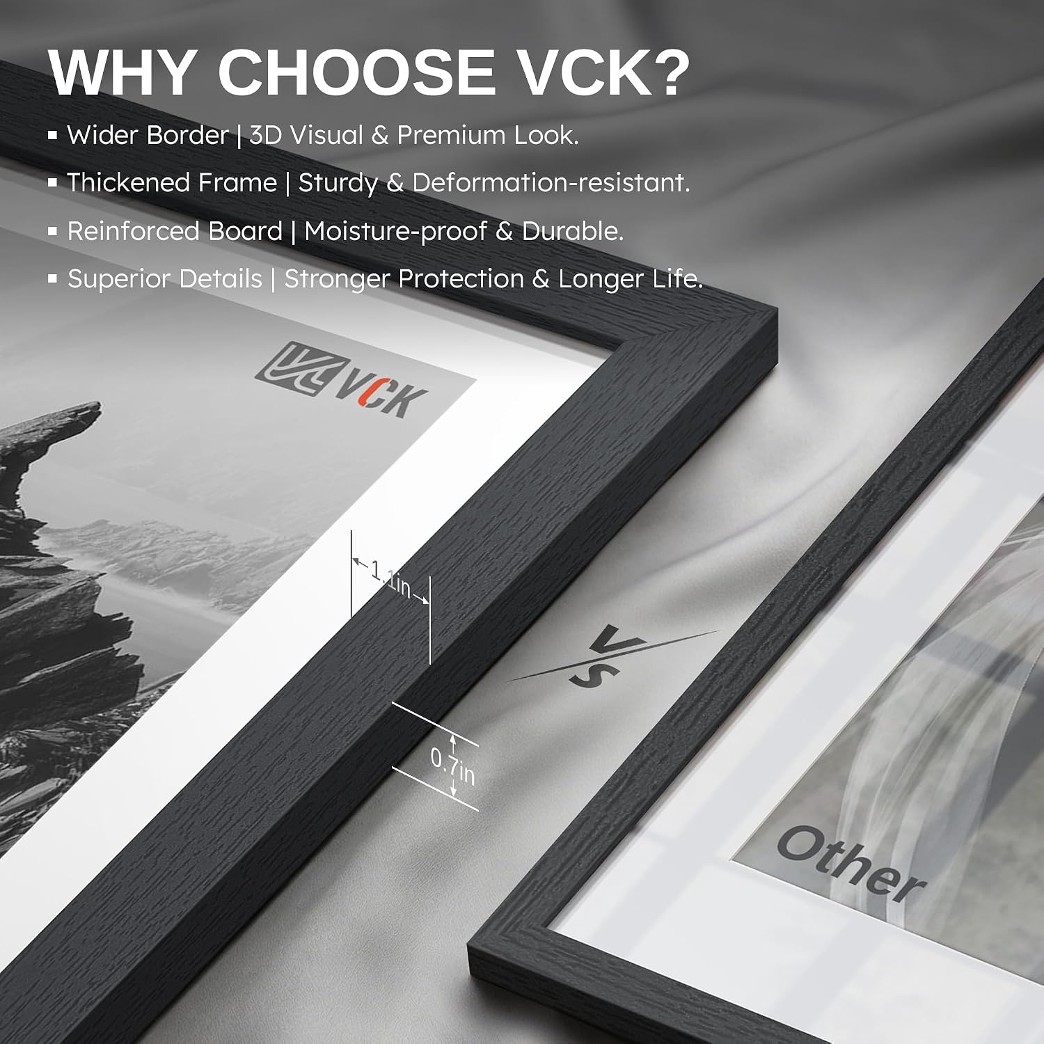 VCK 20x28 Poster Frame Solid Wood Black 3 Pack Picture Frames 20 x 28 Inches with Wall Mounting Hanging