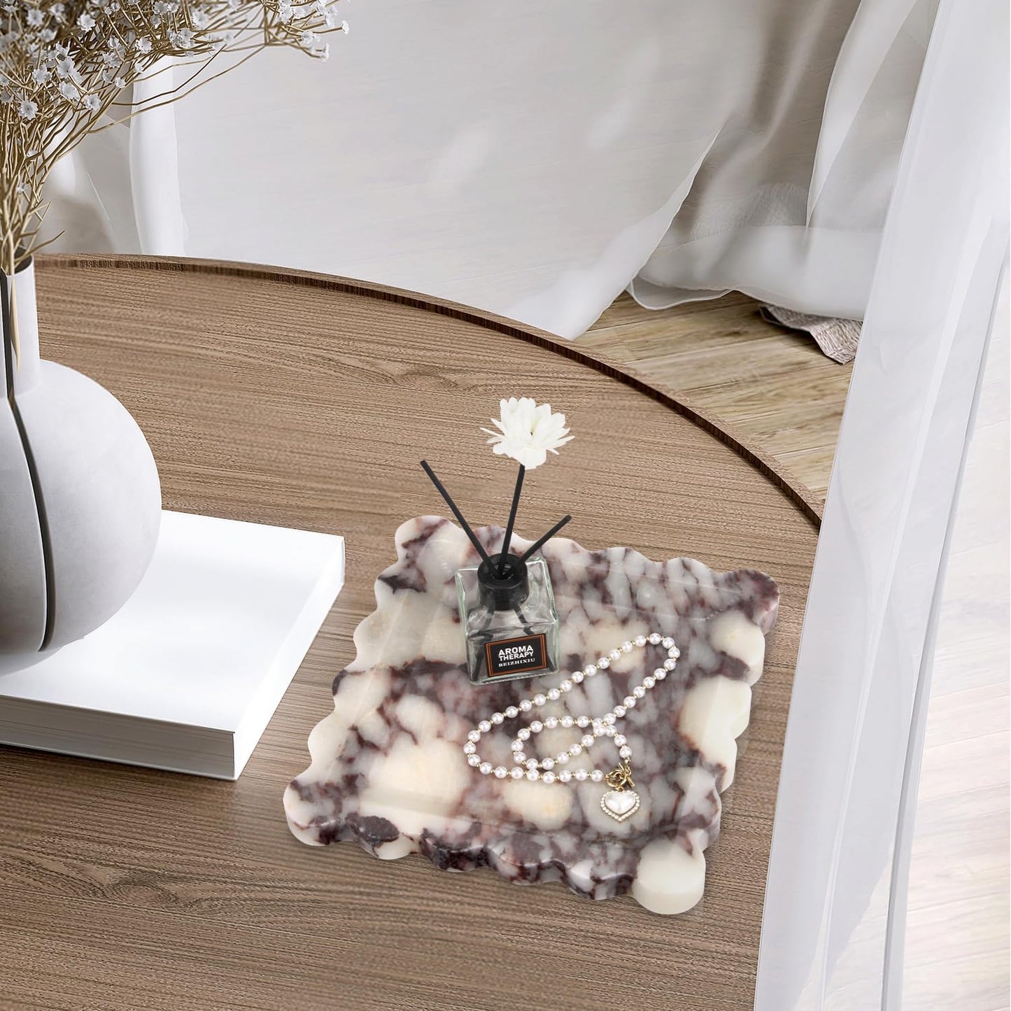 Square Marble Decorative Tray / Calacatta Viola / 8 x 8 x 0.8 / Natural