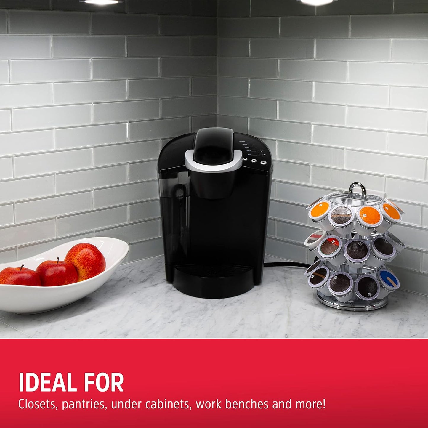 Energizer Battery Powered Puck Lights with Remote Wall Switch, 2 Pack | Under Cabinet Lights for Kitchen, Closet, and