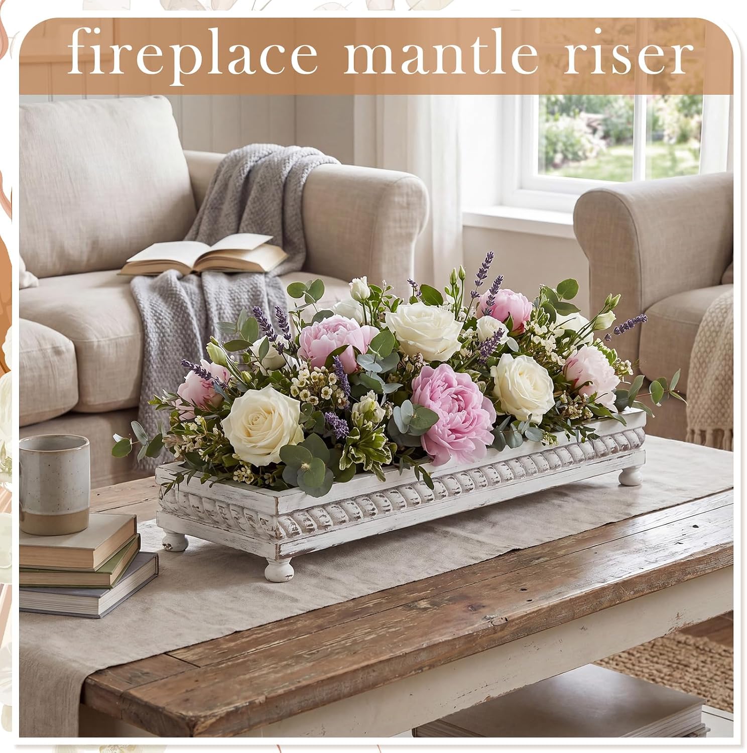 Spring Decorative Wooden Tables Centerpiece Tray / White / Set of 24