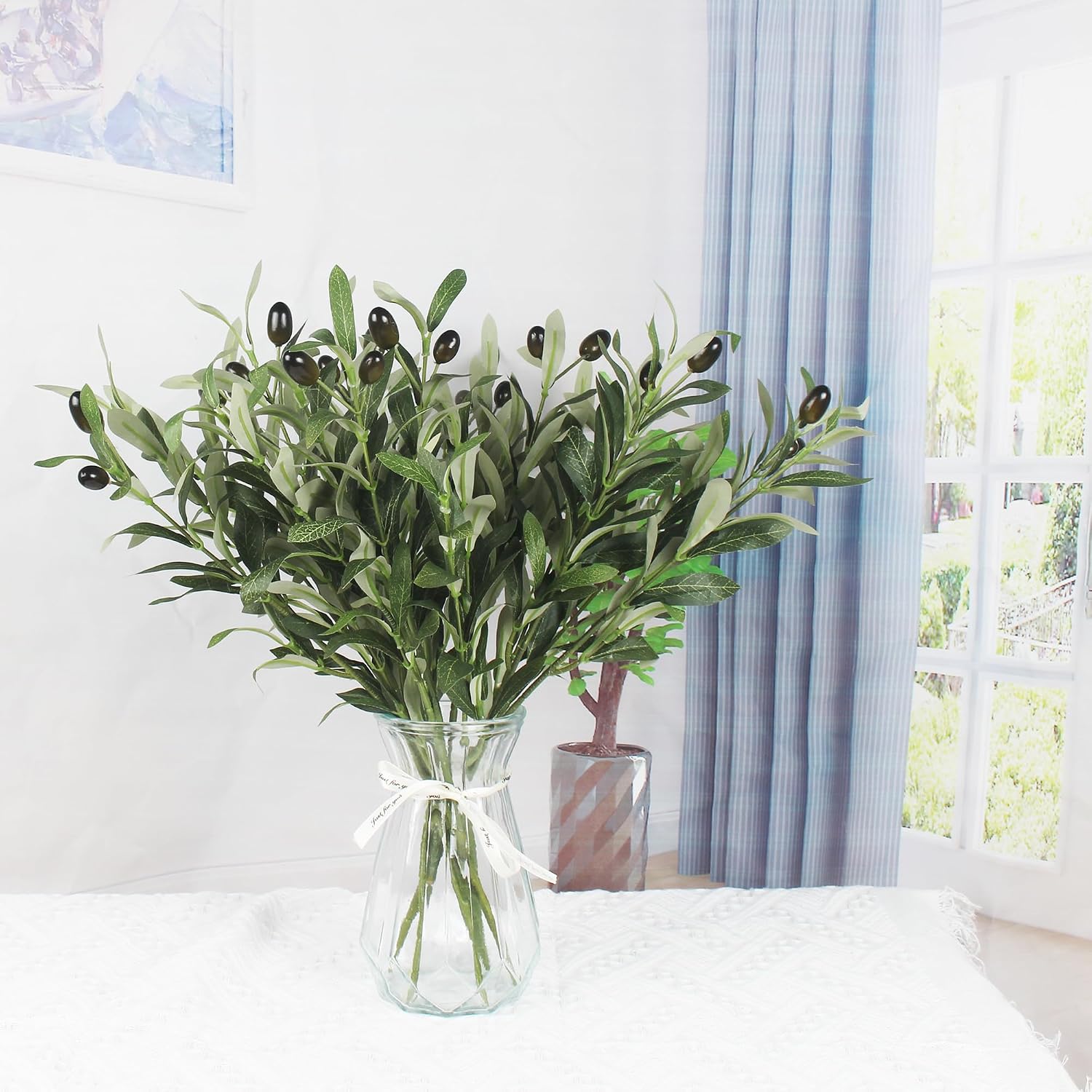 Artificial Olive Plants Fake Olive Silk Tree Faux Olive Plants / 18.8 Inch / Set of 5