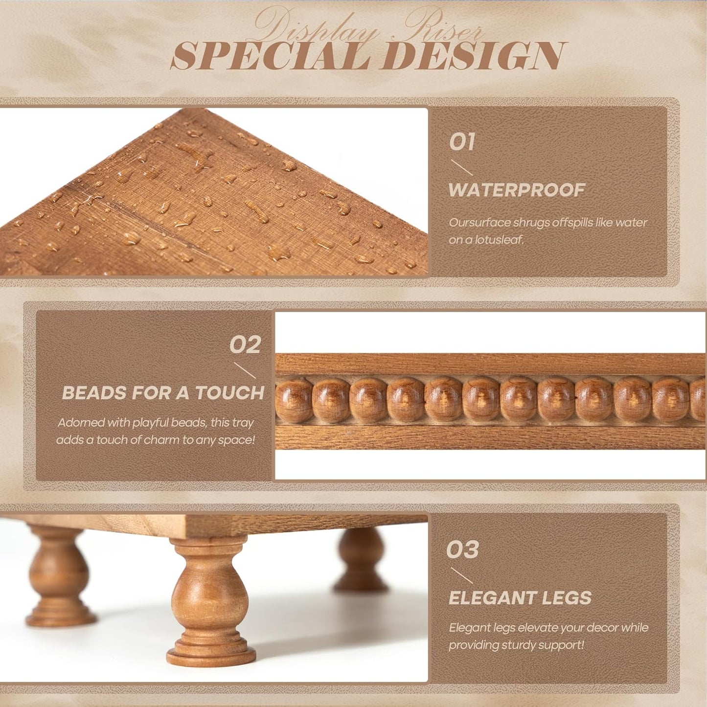 Rustic Pedestal Stand for Displaying Home Decorations / Brown
