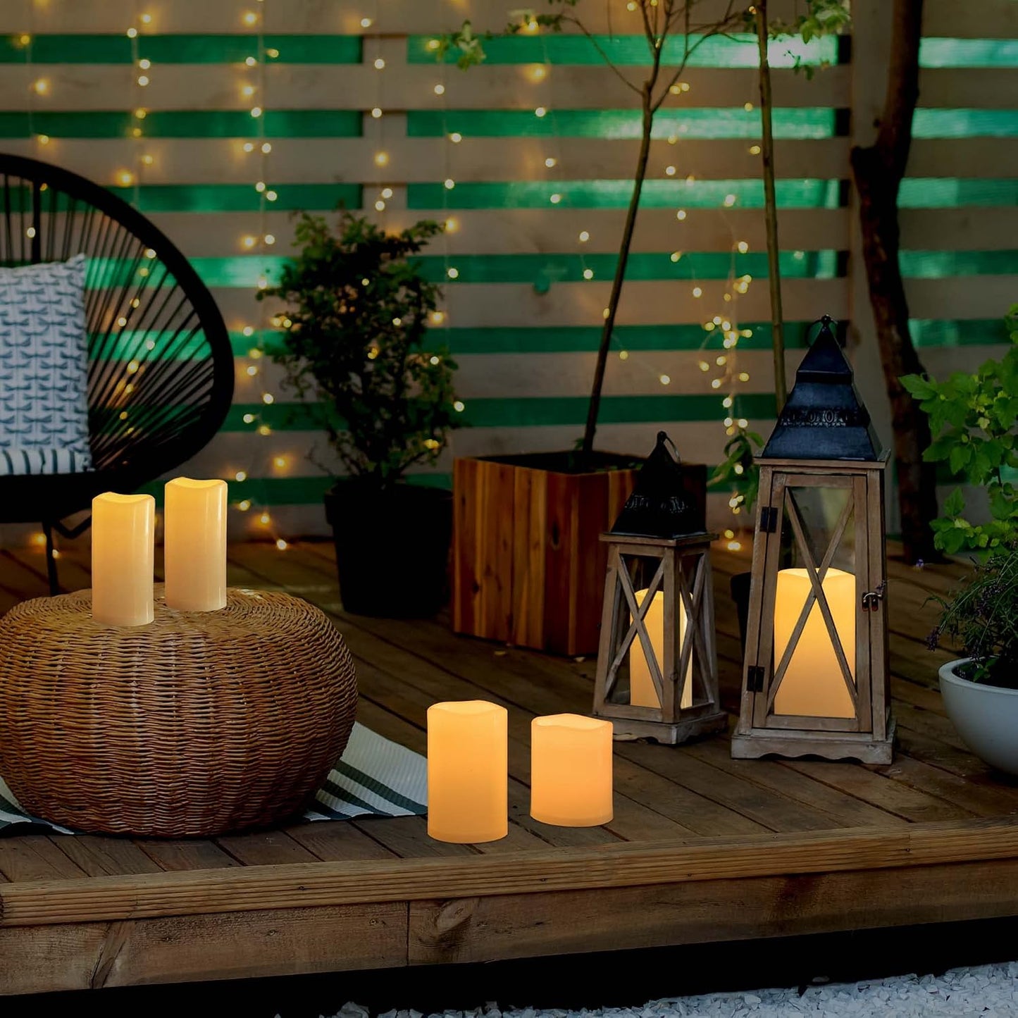 10" x 5" Waterproof Outdoor Flameless Candles Battery Operated LED Flickering Pillar Candles with Remote and Timer for