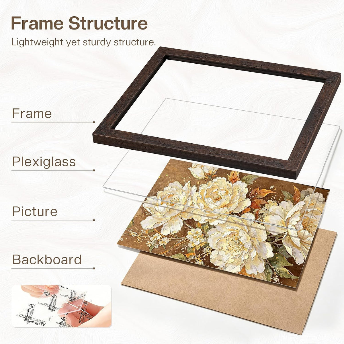12x16 Picture Frame 3 Pack, Wall Mount Display, Walnut Wood Grain | Fits 12x16 Photos or Posters, Shatterproof Cover