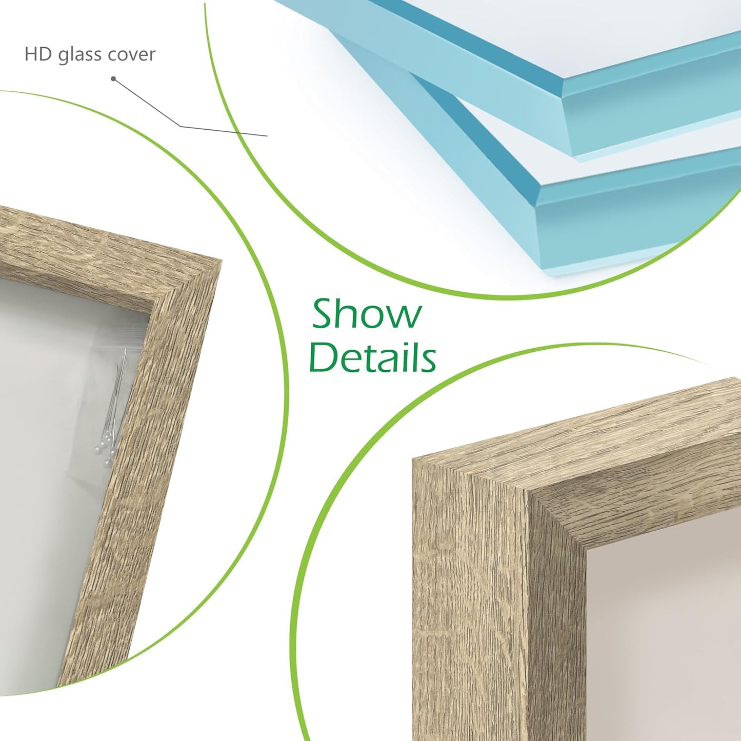 FrameWorks 16x20 Driftwood Wooden Shadow Box Frame – Soft Felt Back, Tempered Glass, and Included Elegant White Ball